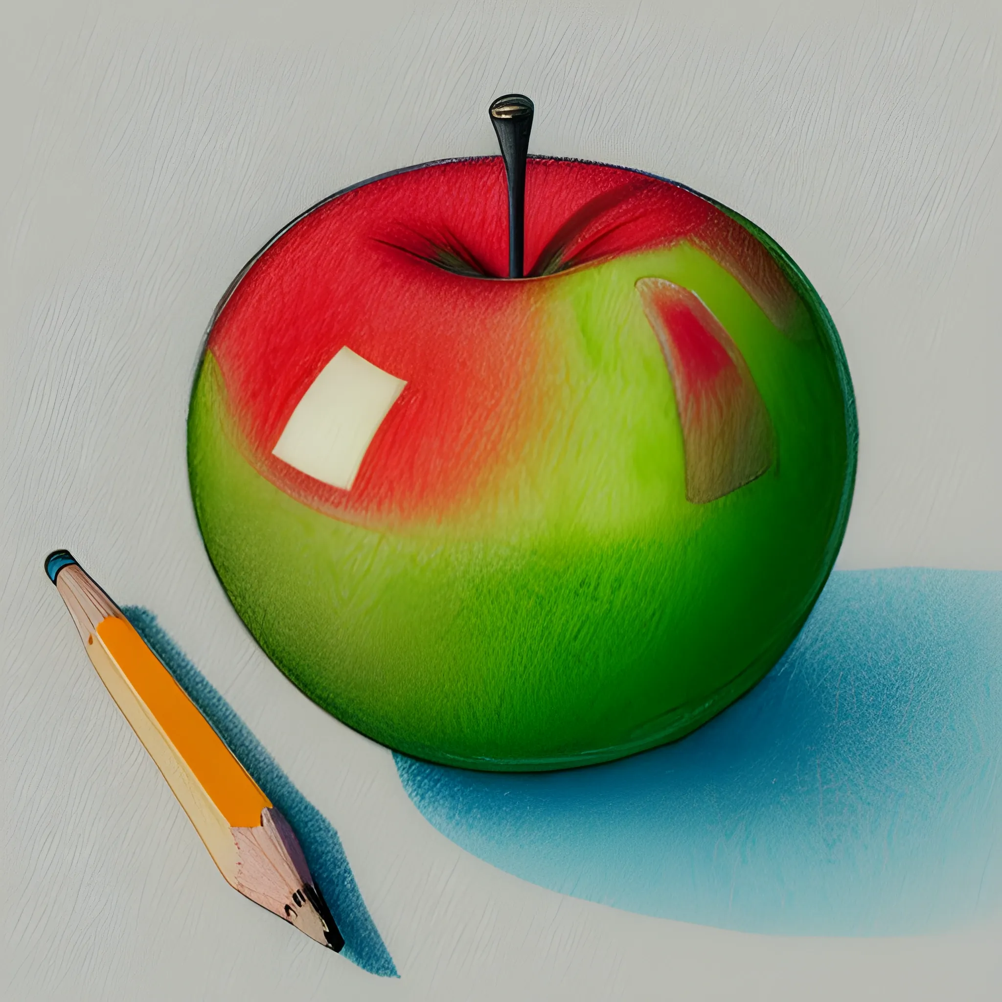 Good morning , appel, minimalistic, surreal, high definition, surreal, 3D, Water Color, , Pencil Sketch