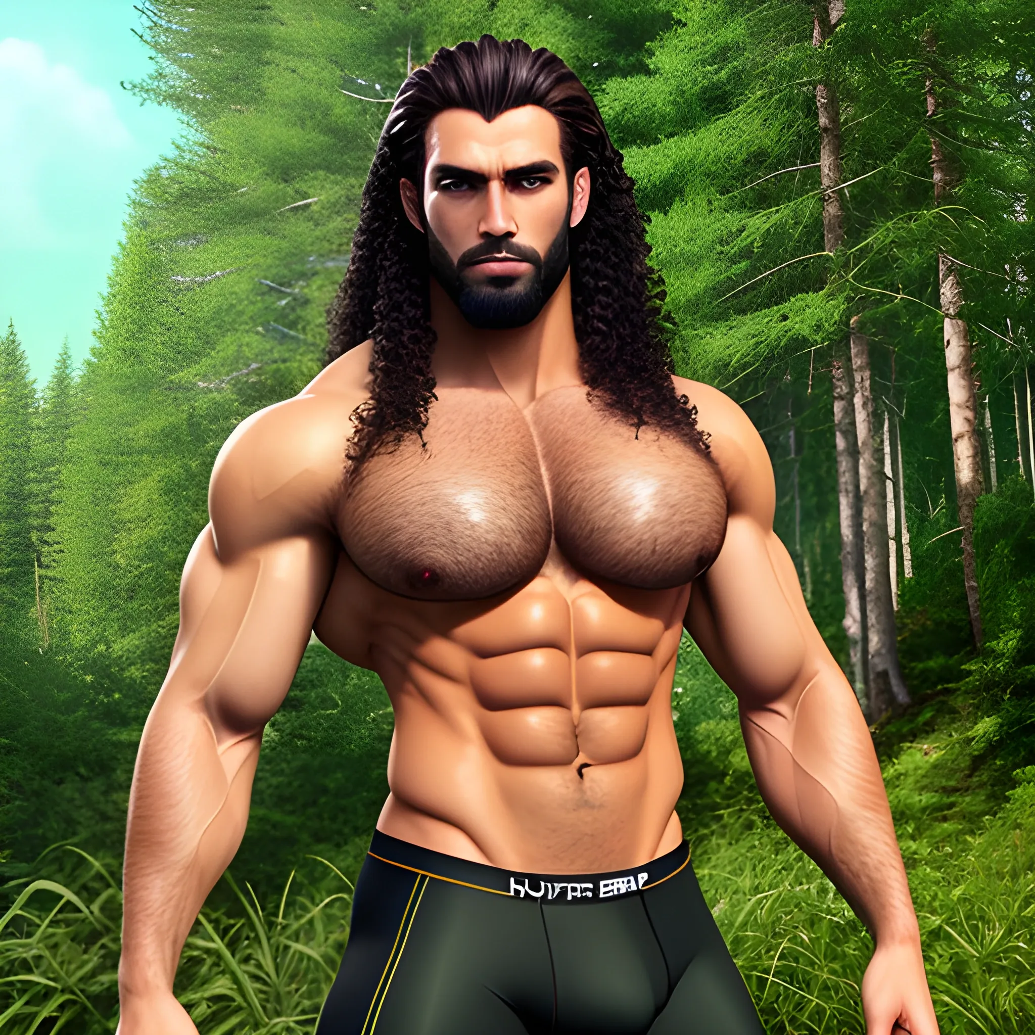 dude in nature,handsome,beauty,muscle, no blurry,dark eyes,hyper... dude in nature,handsome,beauty,muscle, no blurry,dark eyes,hyperealistic stand,german, tanned skin,long curly hair,blond hair,colorfull tanga,same facial halves, from side ,happy,whole body, with legs,clear eyes,huge bulge,hairy,fine details, young,two identical symmetrical eyes,same colofull eyes, stubble, 3D, 3D