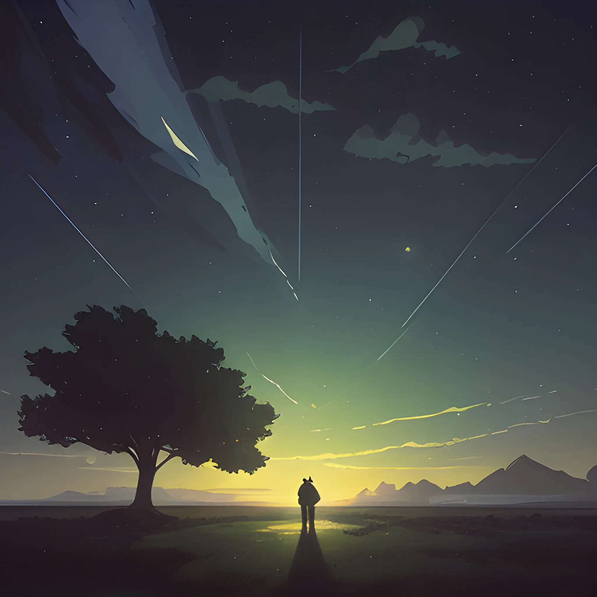 sky in full night... in the style of makoto shinkai and greg rut ...