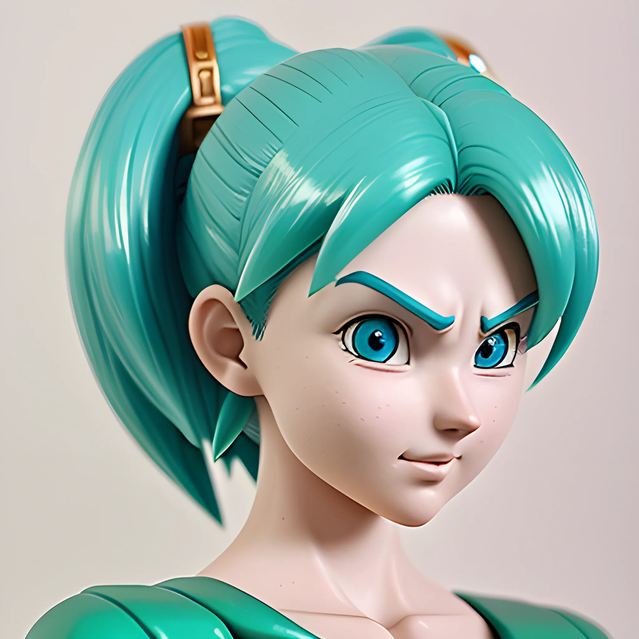 An elegant lady, Bulma from Dragon Ball Z, eye-catching details, realistic and ultra-detailed.