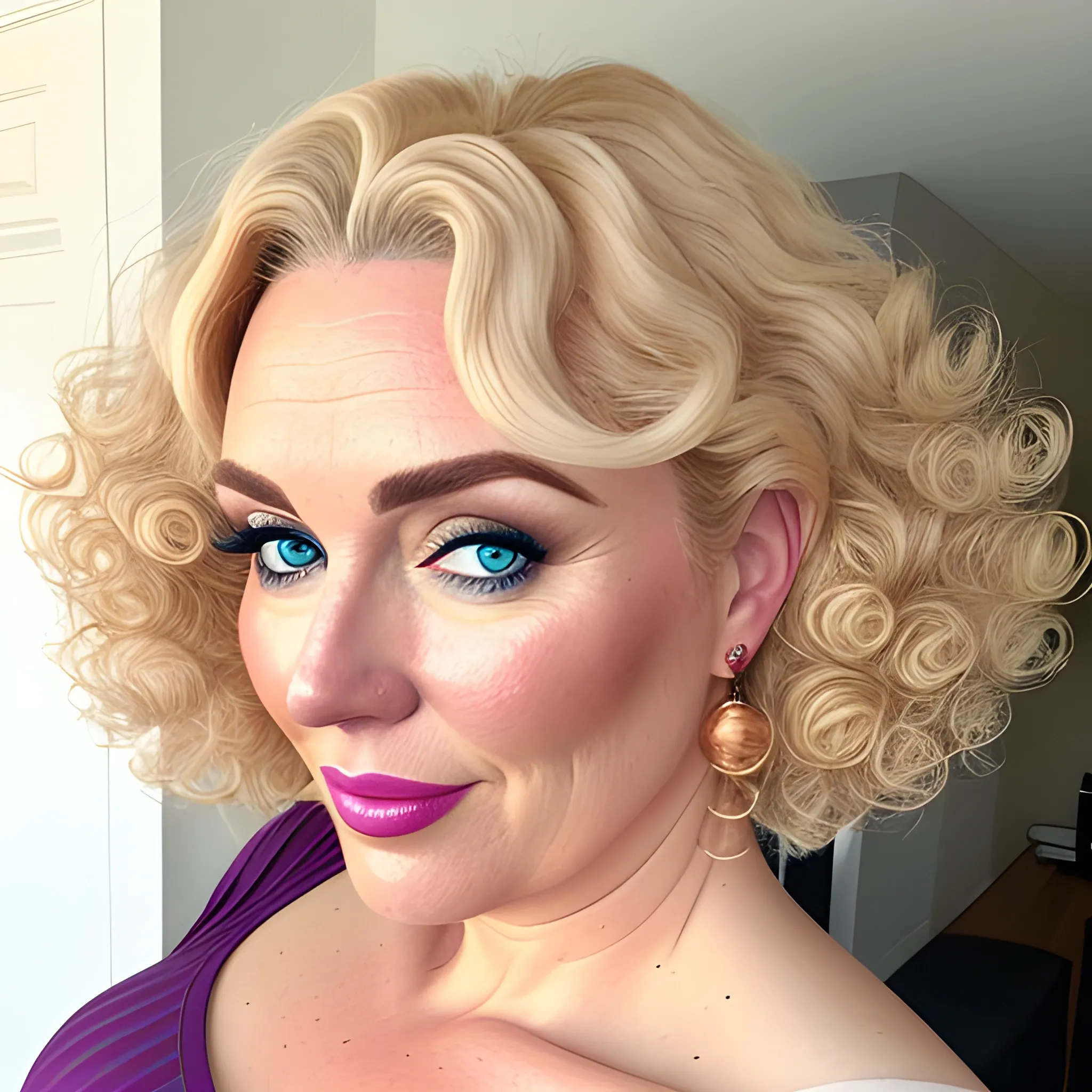 Child Blonde Curly Hair To Shoulders Ocean Blue Eyes Babyface Ch 