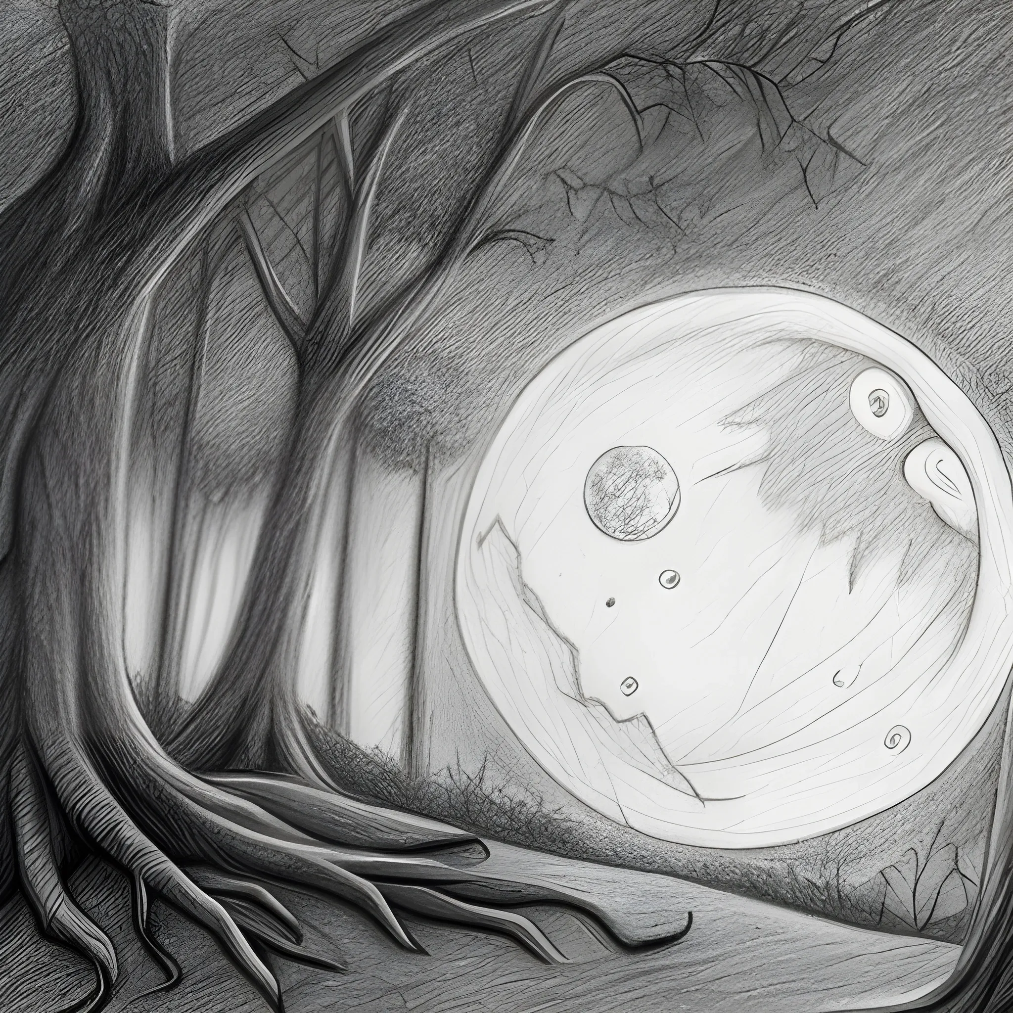 Un bosque en la luna, Pencil Sketch