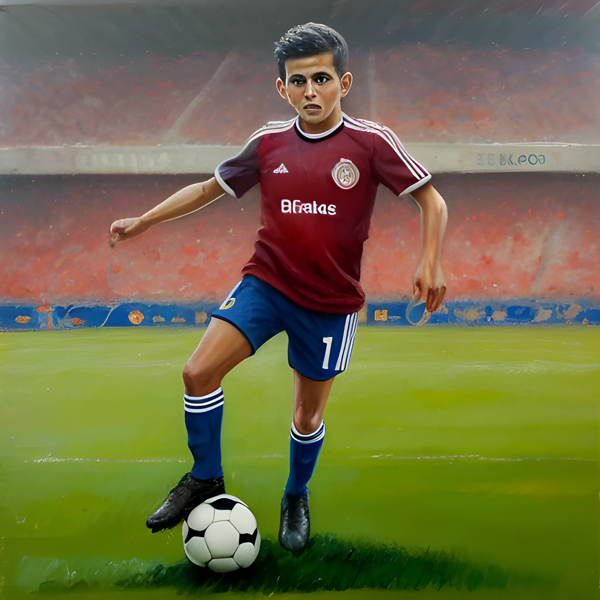 Portero de soccer atajando, Oil Painting