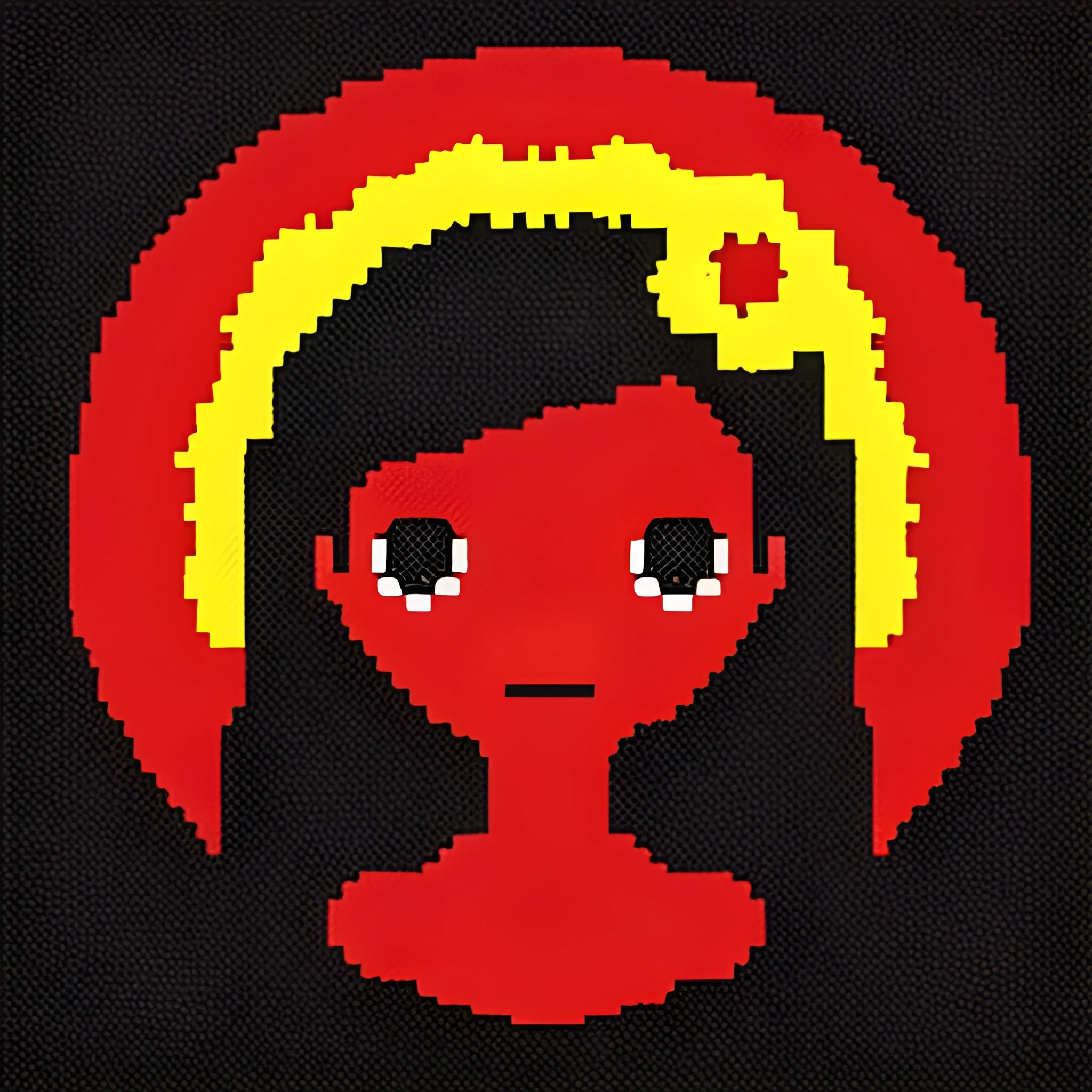 alien con una flor roja marchita, imagen en pixeles