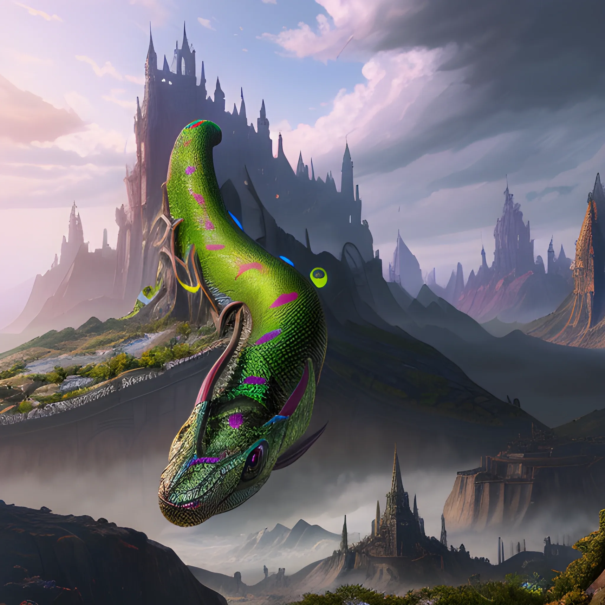 small snake, photorealistic, hyperrealic, high fantasy, 8k, high resolution, high quality, detailed, detailed matte painting, deep color, fantastical, intricate detail, splash screen, complementary colors, fantasy concept art, 8k resolution trending on Artstation Unreal Engine