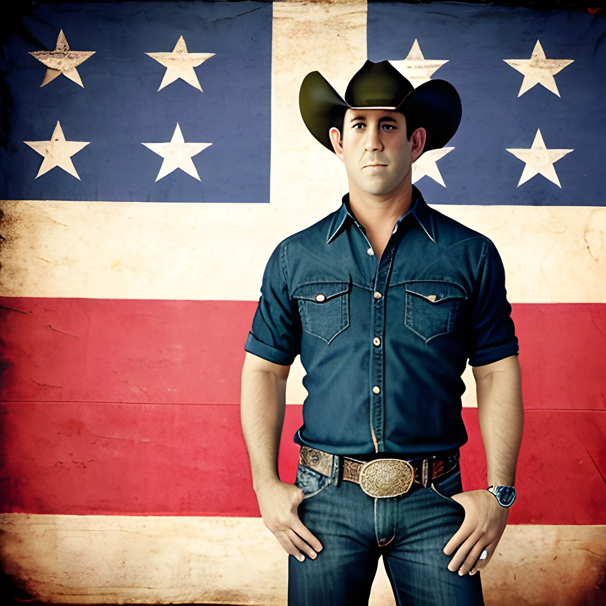 Aaron watson with the texas flag