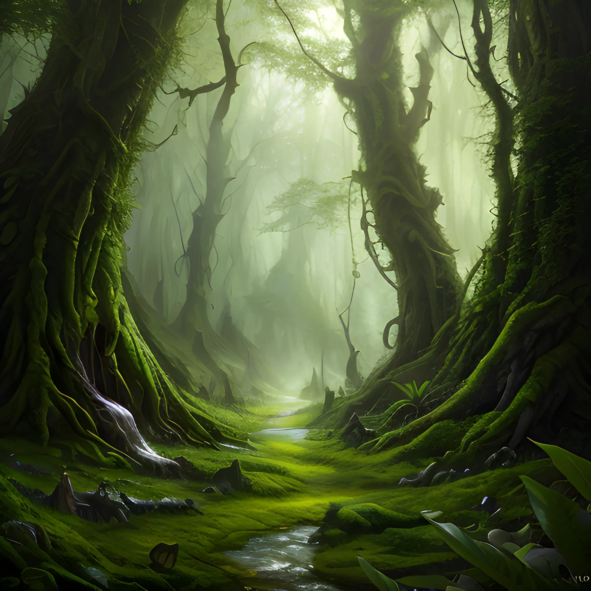 8k, high resolution, high quality, photorealistic, hyperrealistic, detailed, detailed matte painting, deep color, fantastical, forest, Green Dragon, bottomless, mouth closed