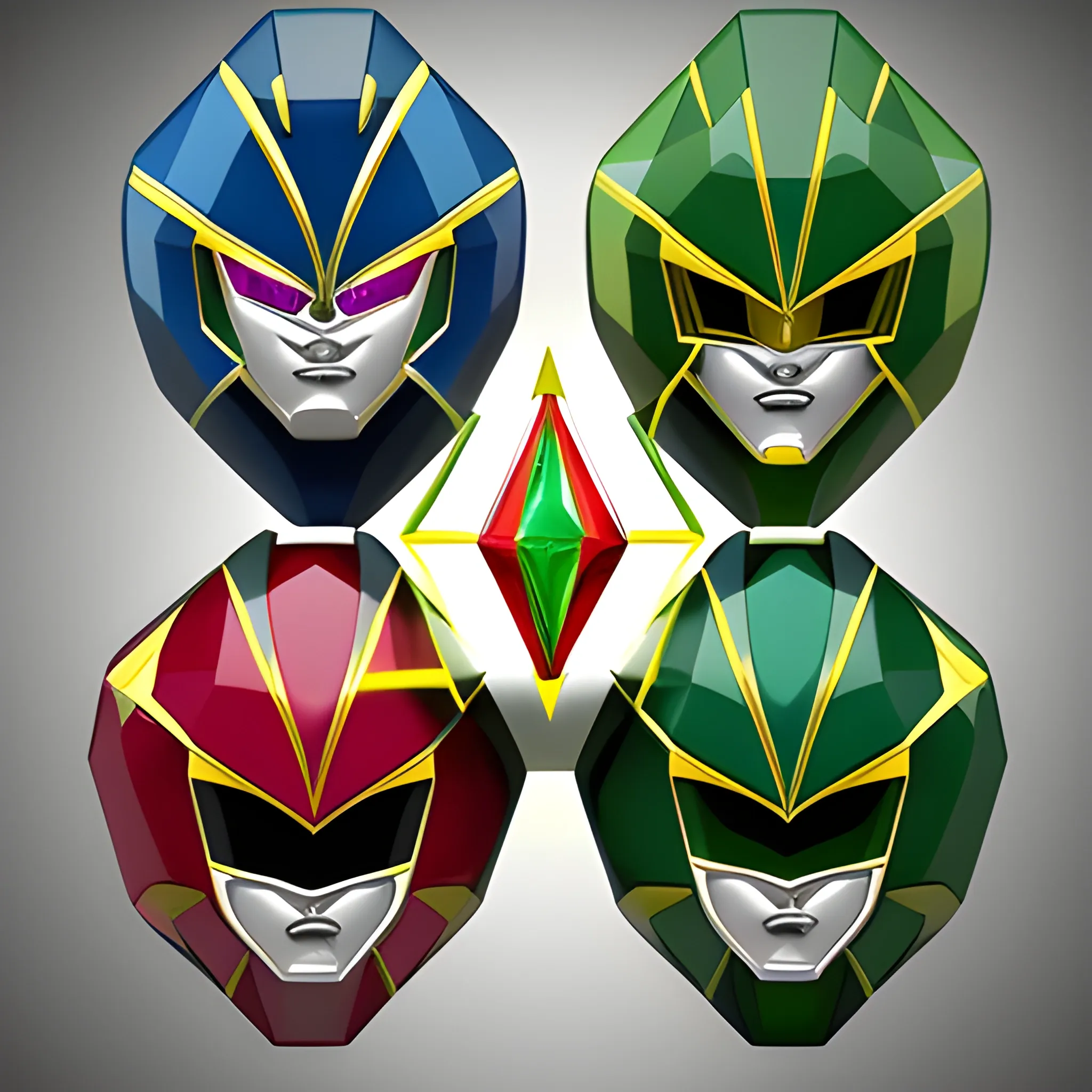 Power Rangers based off a diamond an emerald and a ruby, 3D