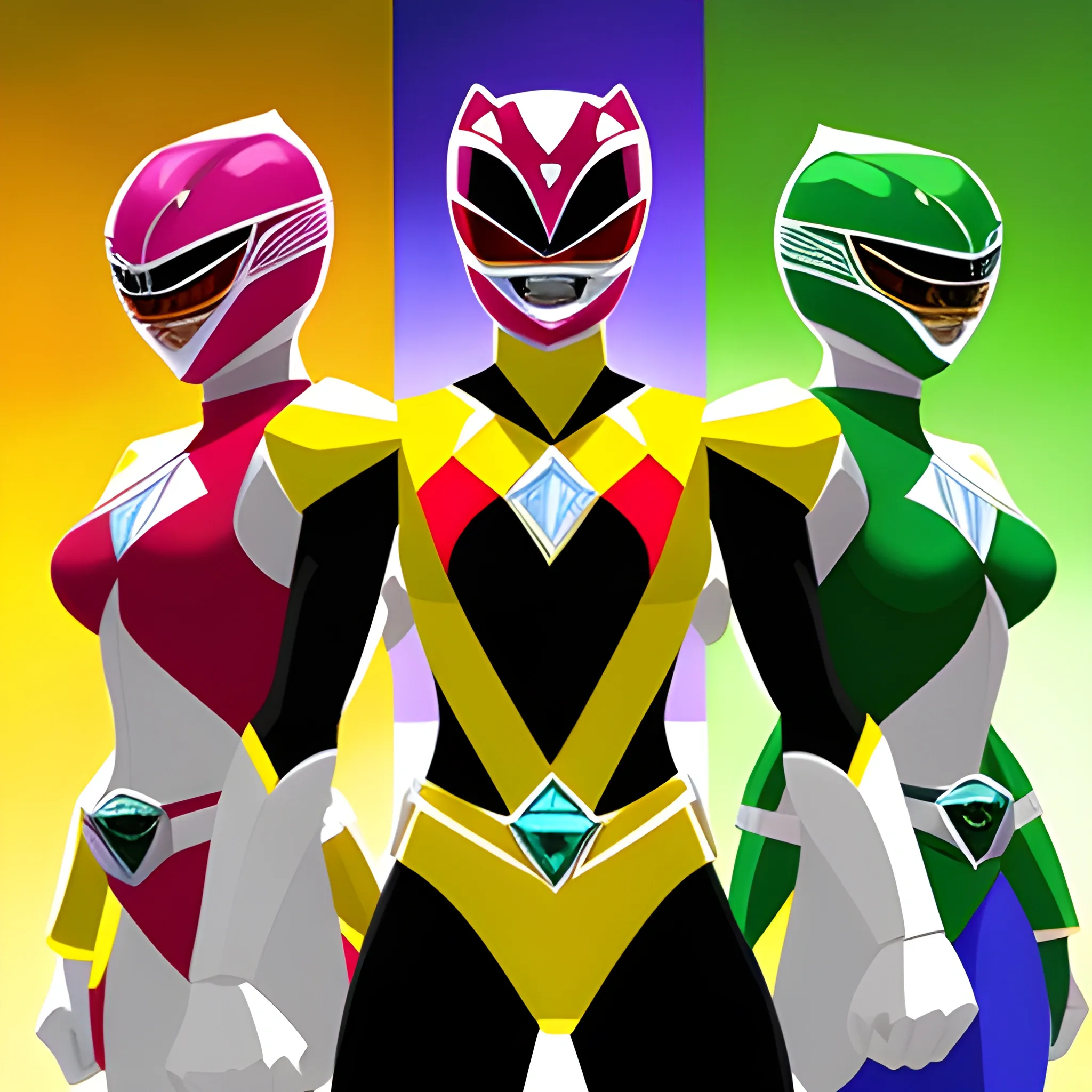 Power Rangers based off a diamond an emerald and a ruby full body