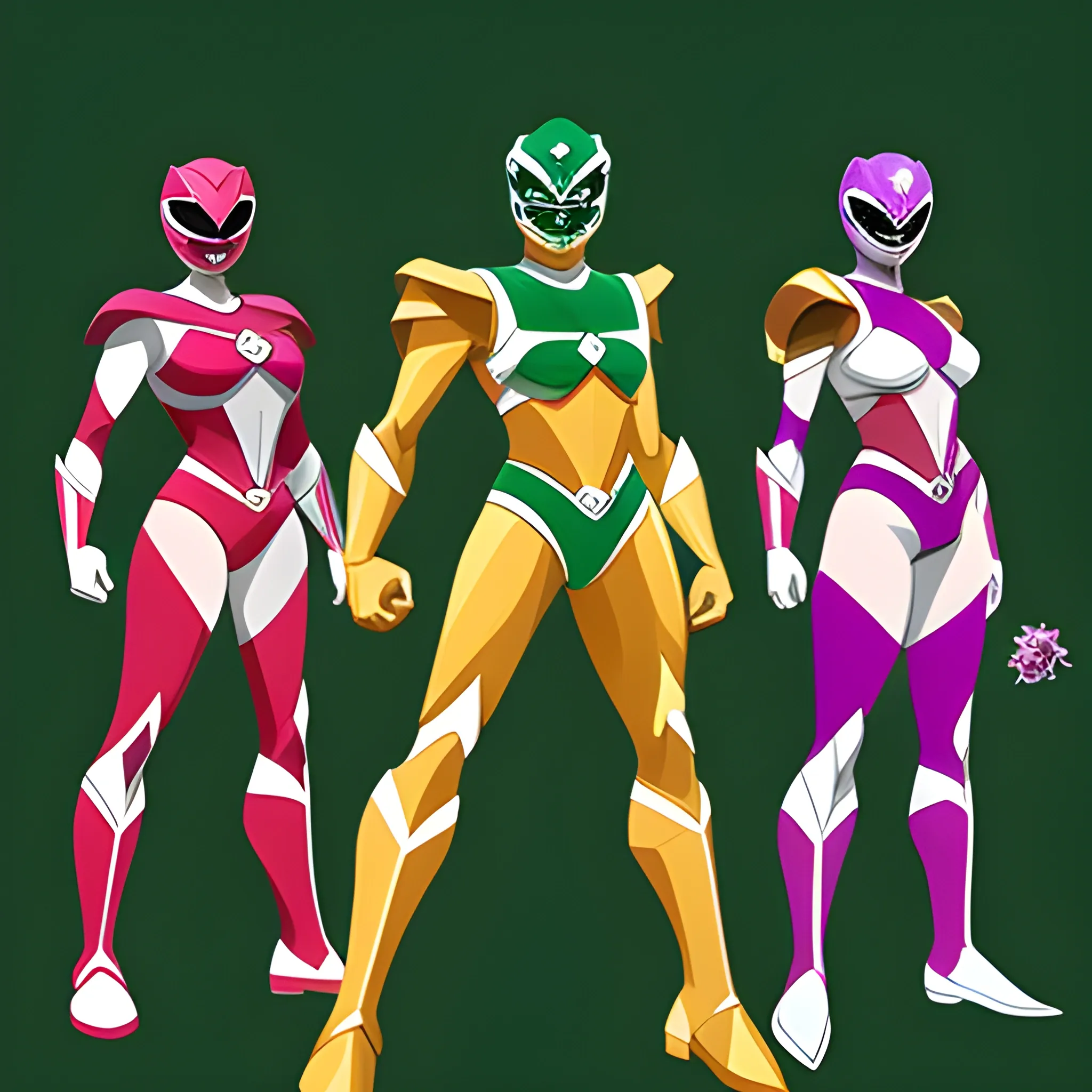 Power Rangers based off a diamond an emerald and a ruby full body