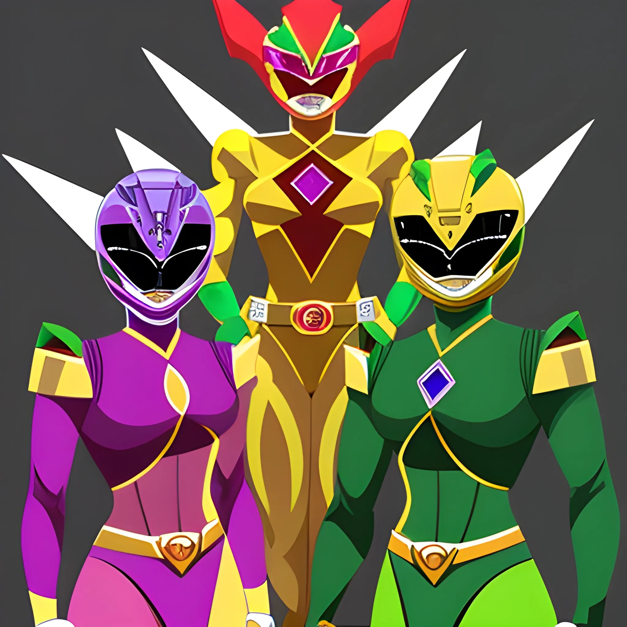 Power Rangers based off a diamond an emerald and a ruby full body