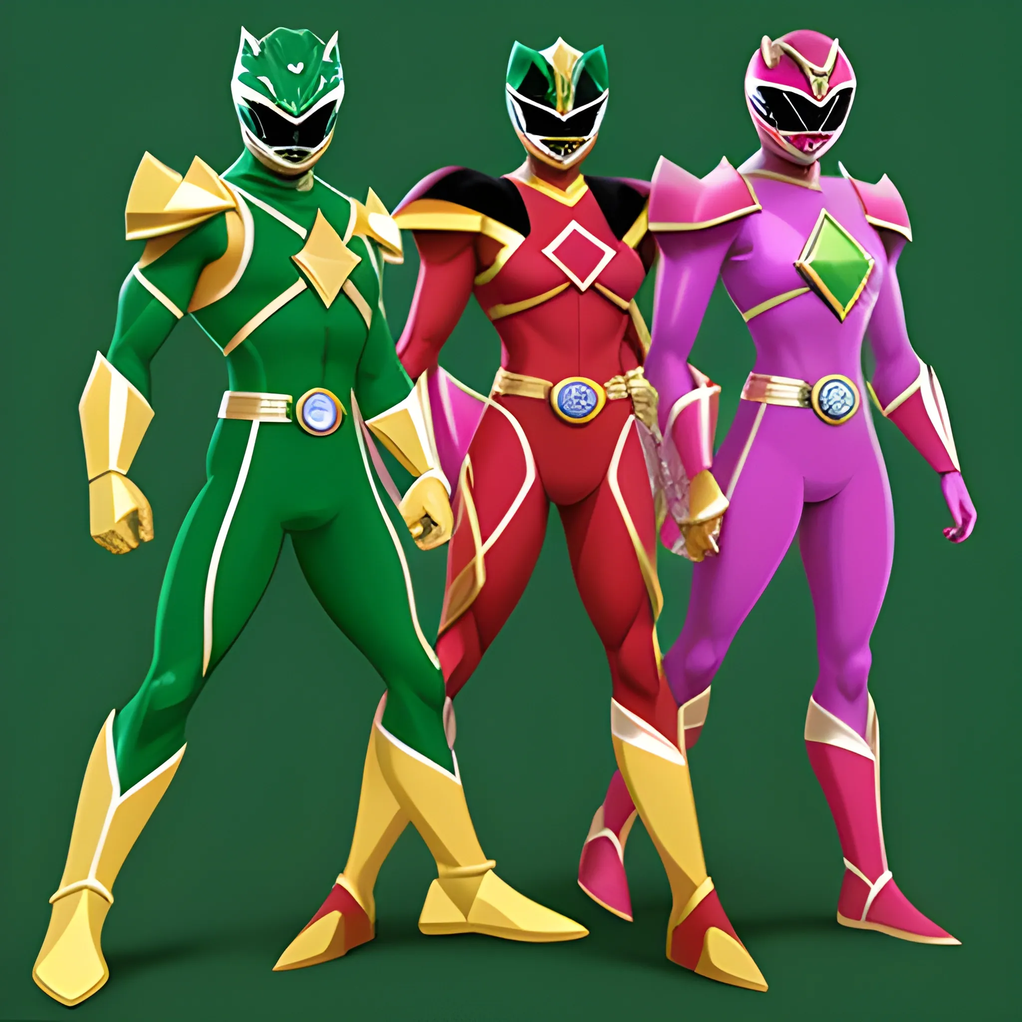 Power Rangers based off a diamond an emerald and a ruby full body