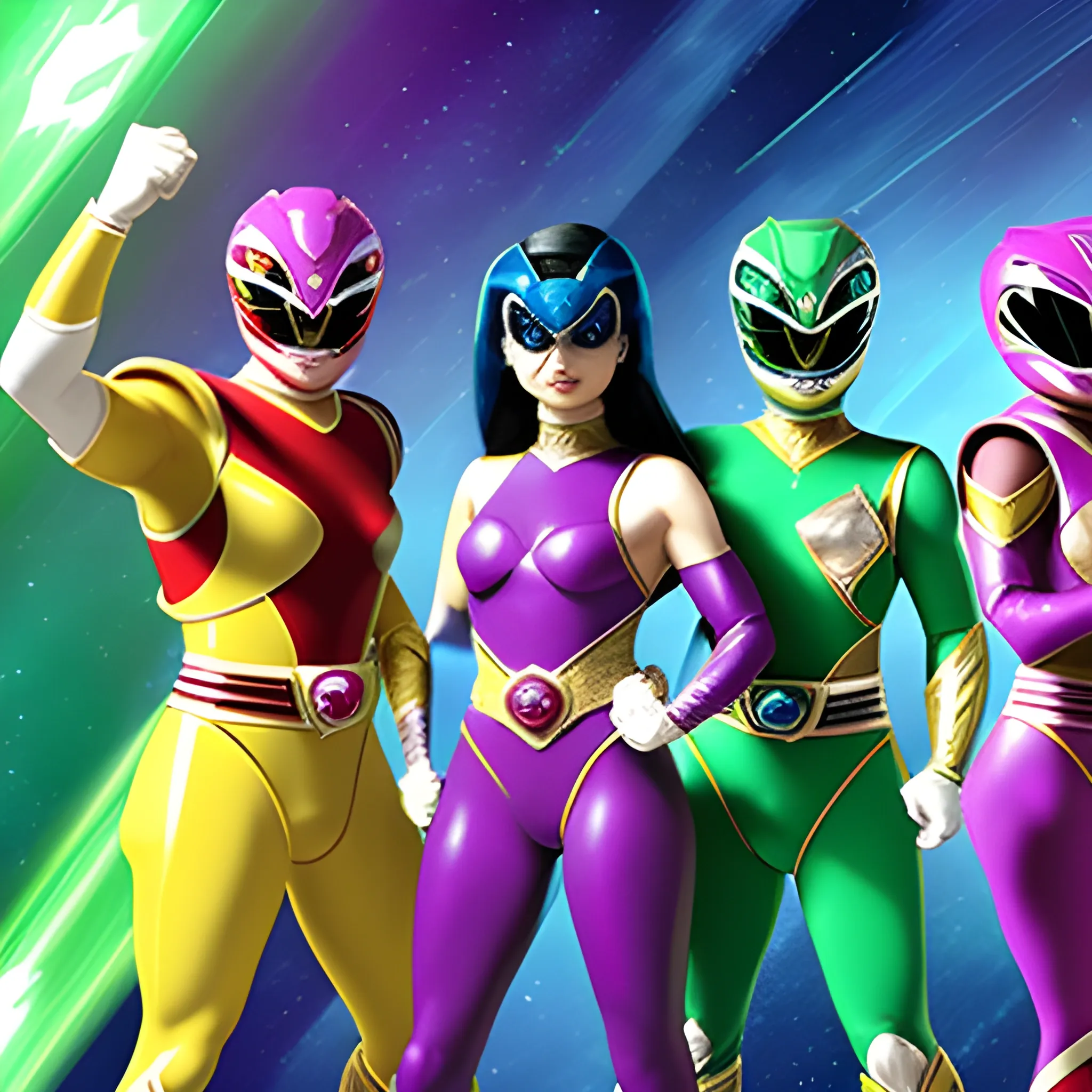 Power Rangers based off a sapphire an emerald and a ruby full body