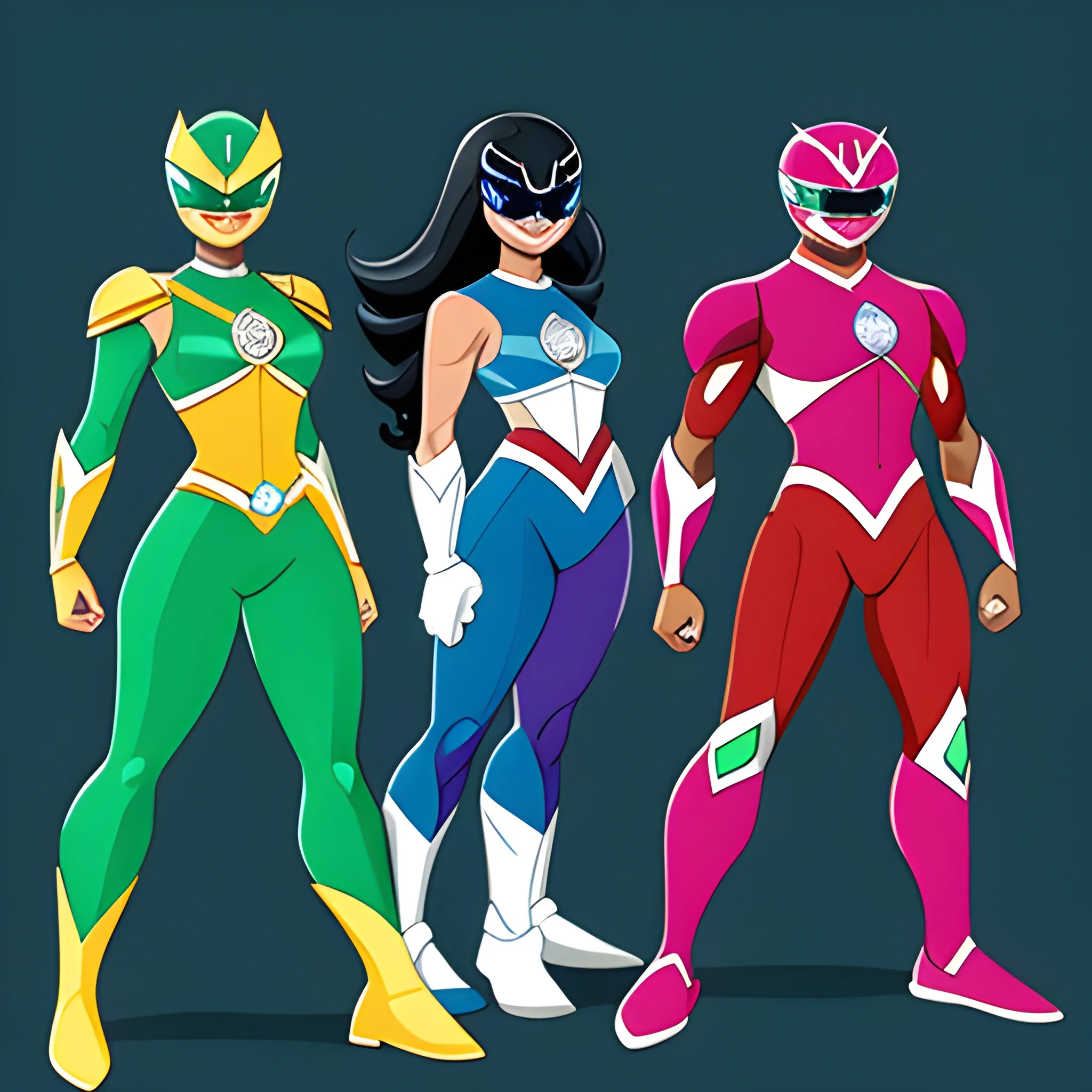 Power Rangers based off a sapphire an emerald and a ruby full body