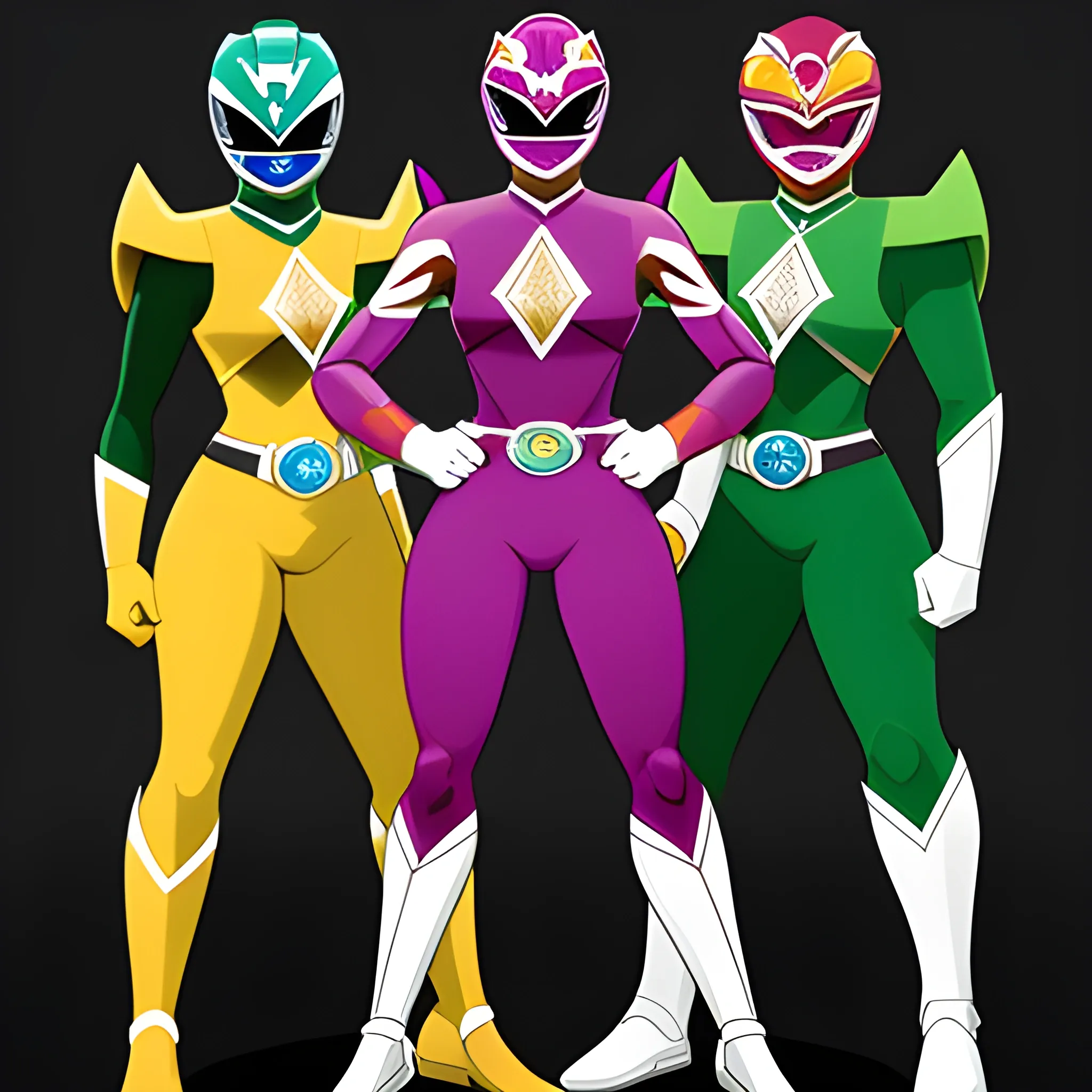 Power Rangers based off a sapphire an emerald and a ruby full body