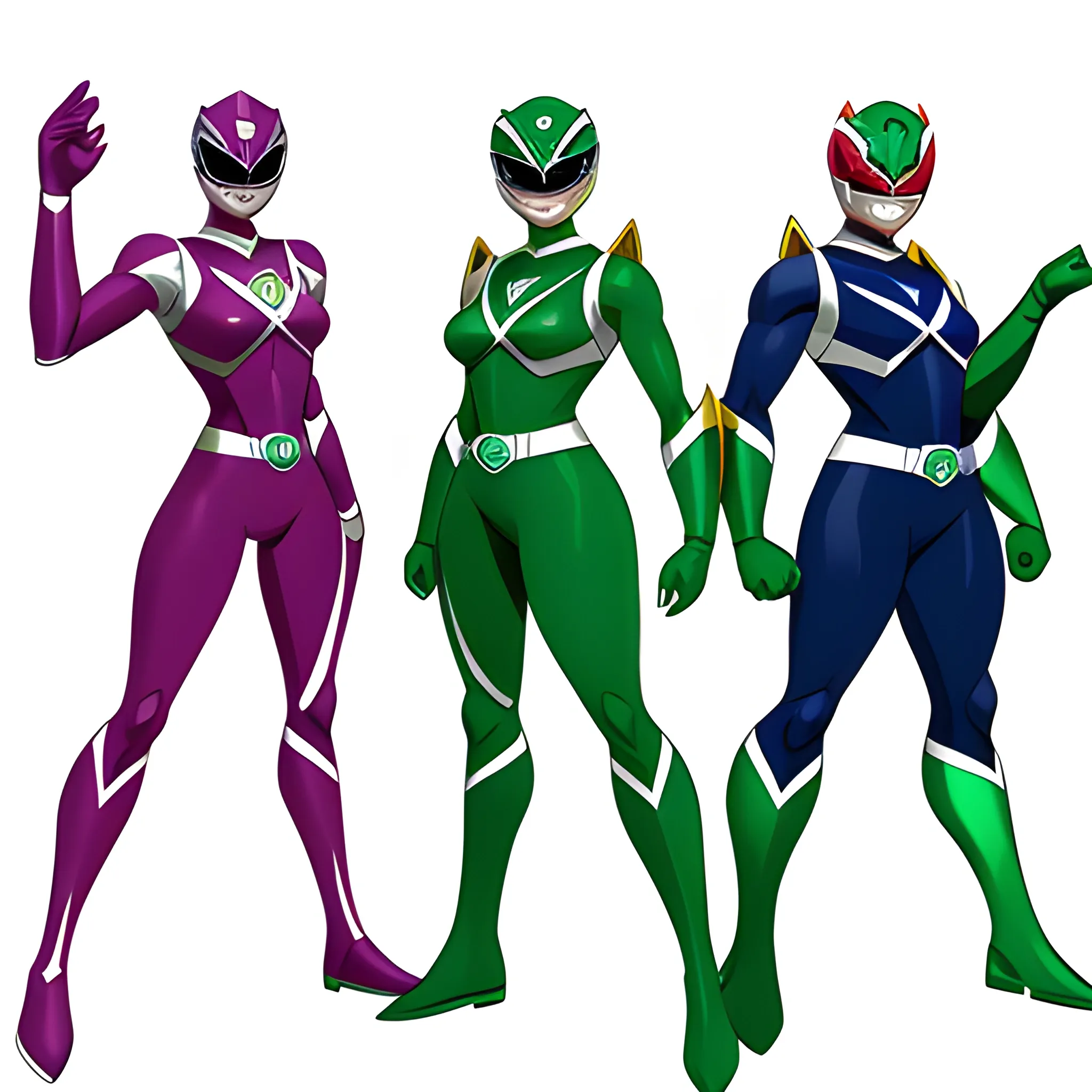 Power Rangers based off a sapphire an emerald and a ruby full body