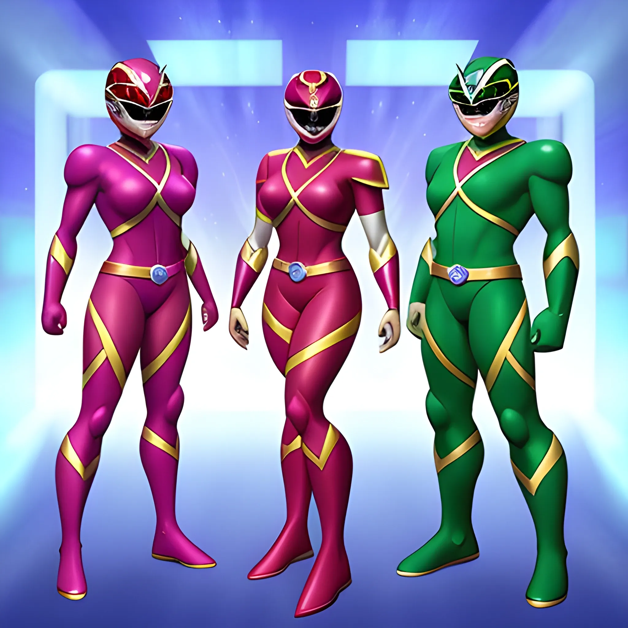 Power Rangers based off a sapphire an emerald and a ruby full body