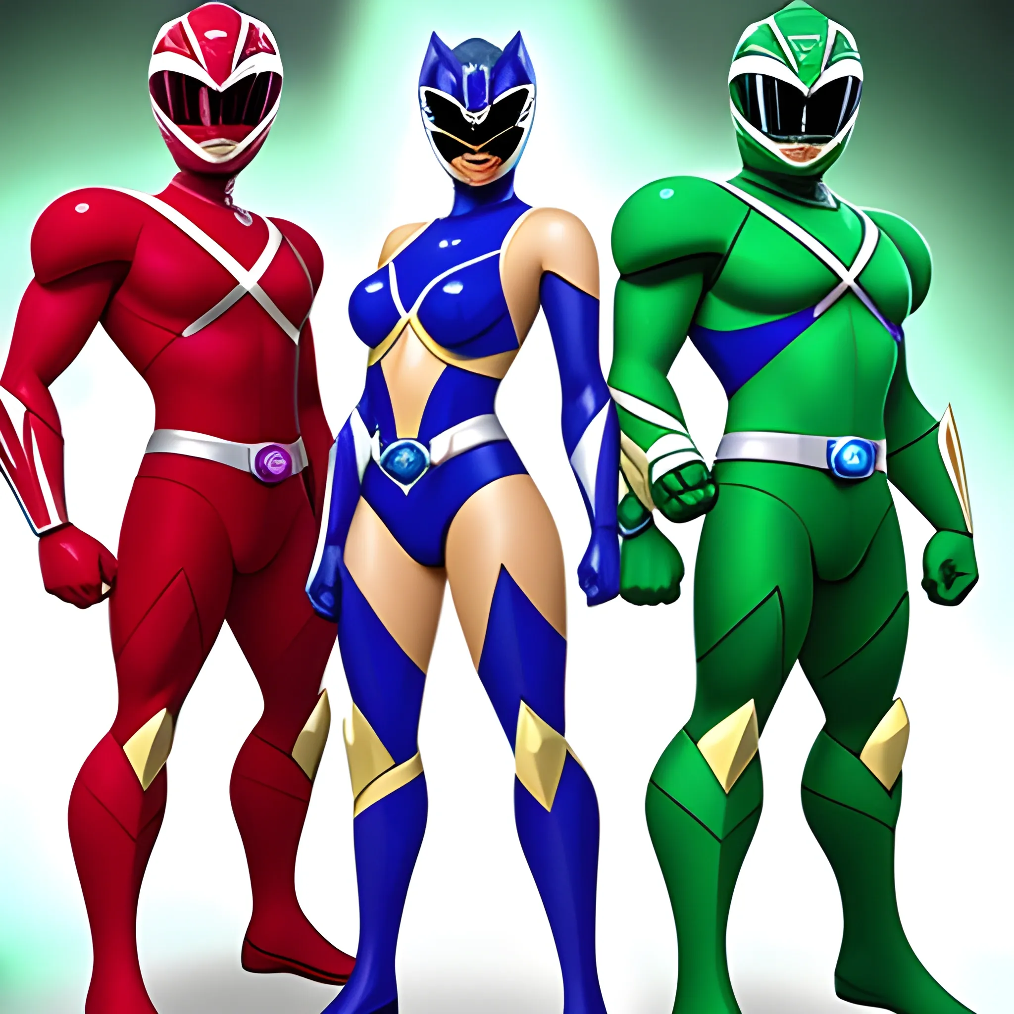 Power Rangers based off a sapphire an emerald and a ruby full body