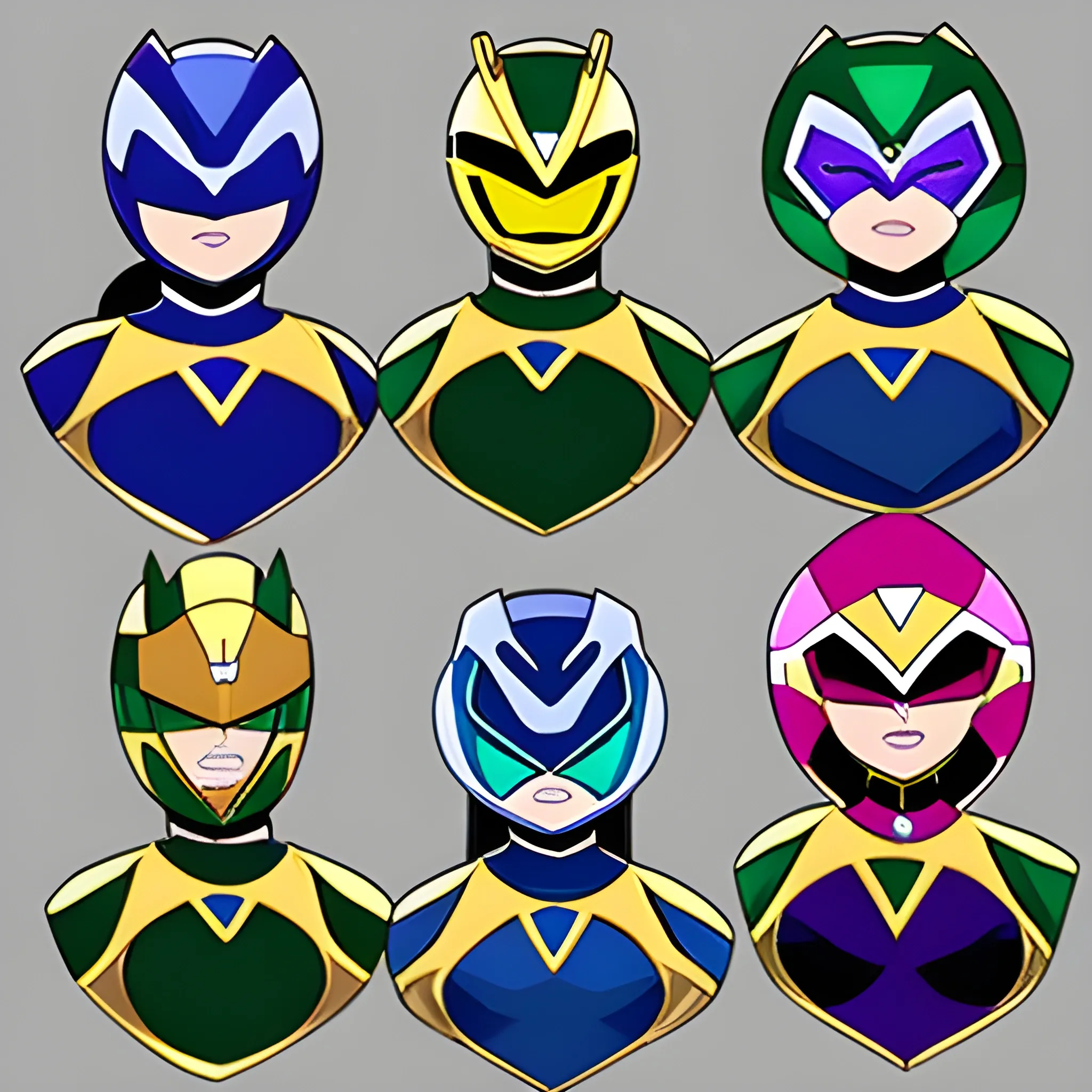 Power Rangers based off a sapphire an emerald and a ruby full body one male and 2 females