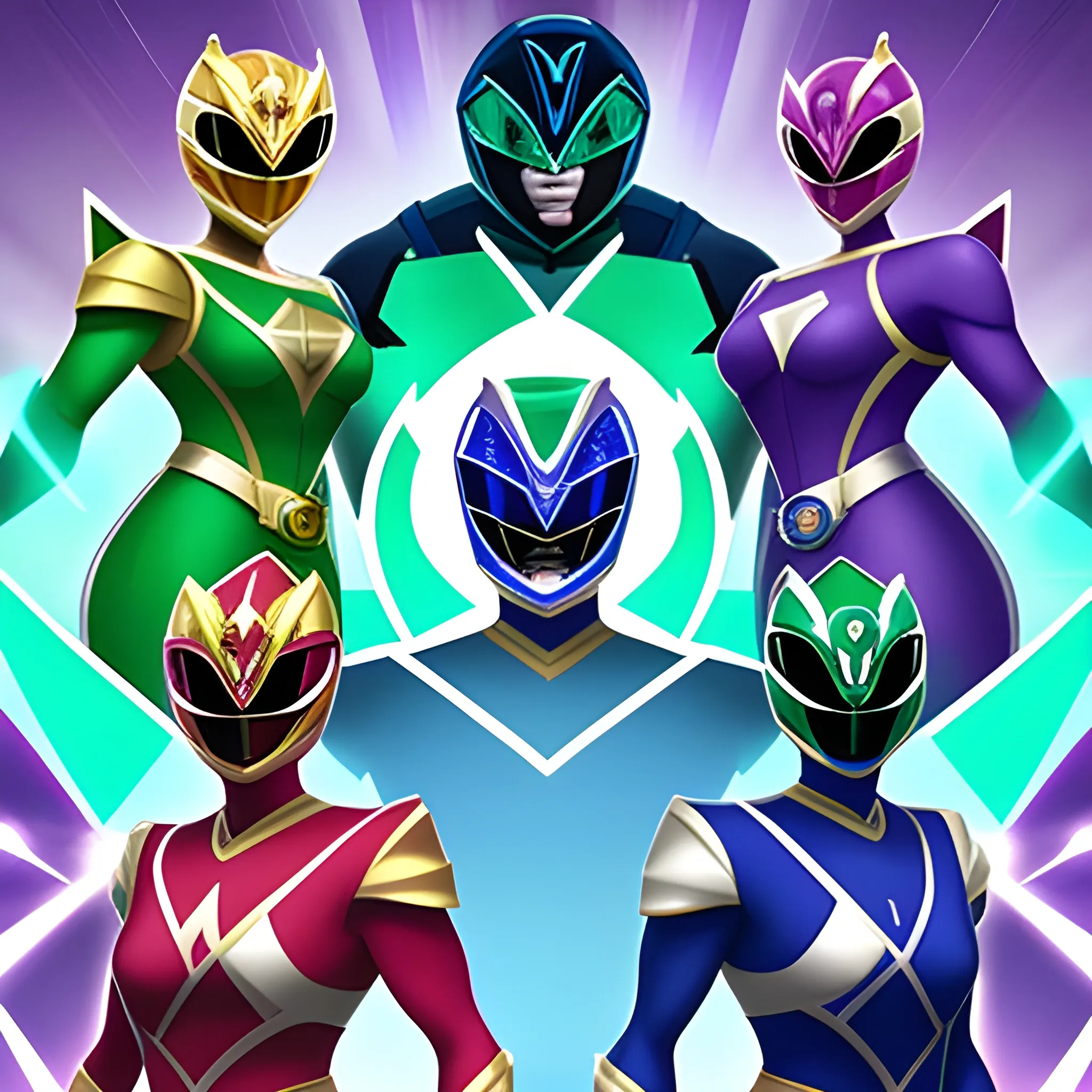 Power Rangers based off a sapphire an emerald and a ruby full body one male and 2 females