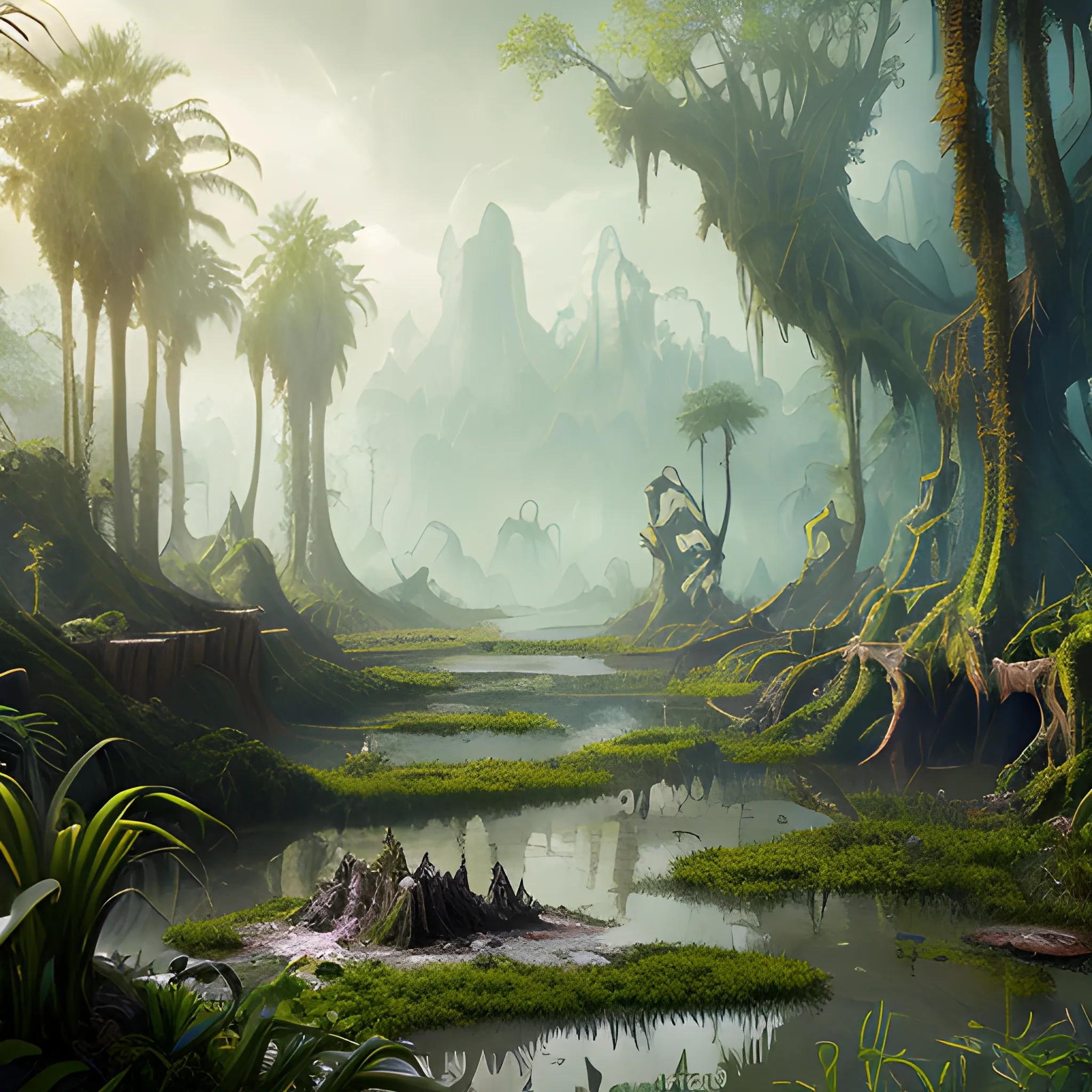 huge troll, swamps, superrealistic, hyperrealistic, 8k, high resolution, high quality, detailed, detailed matte painting, deep color, fantastical, intricate detail, splash screen, complementary colors, fantasy concept art, 8k resolution trending on Artstation Unreal Engine