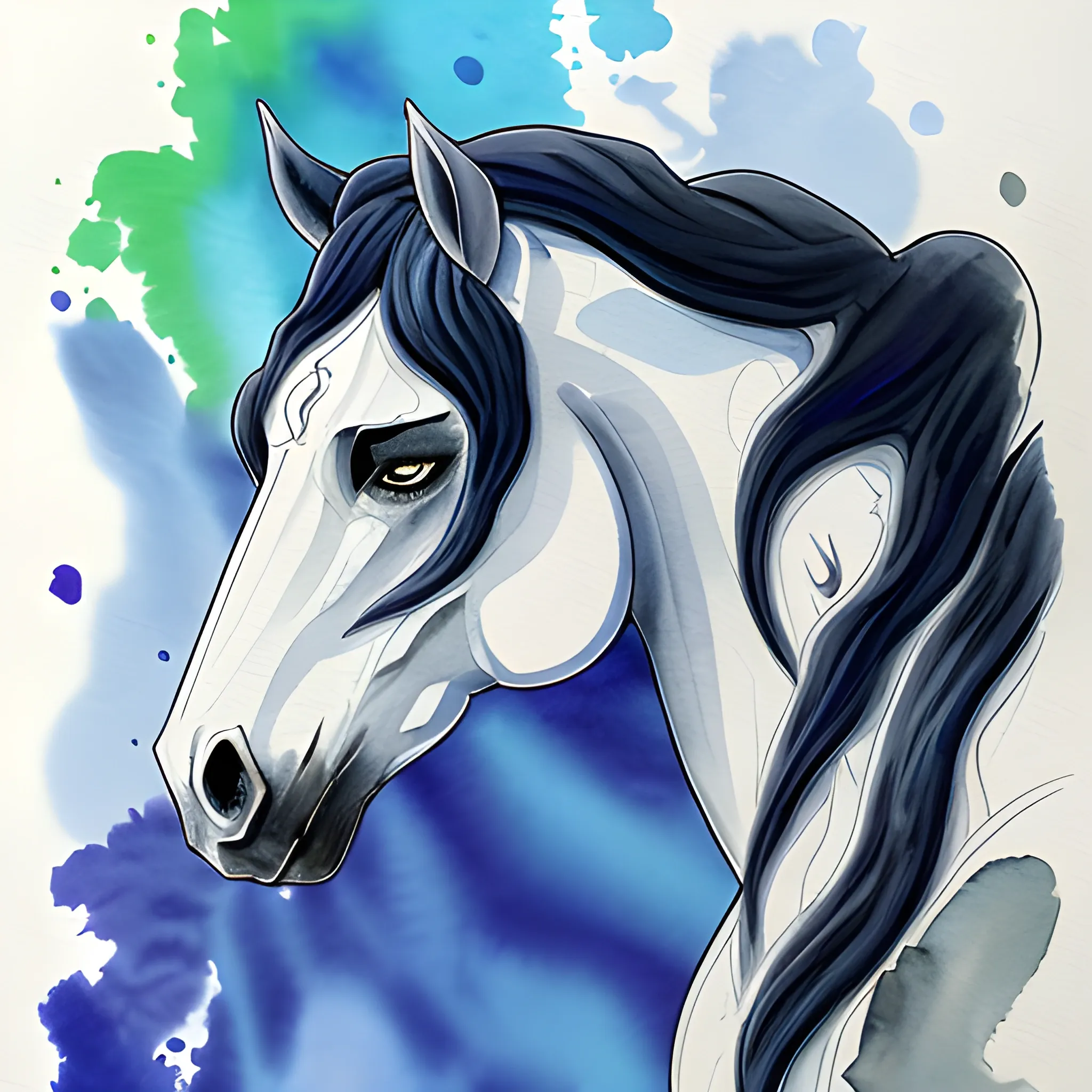 The specter known by storms as a feverish horse, Water Color