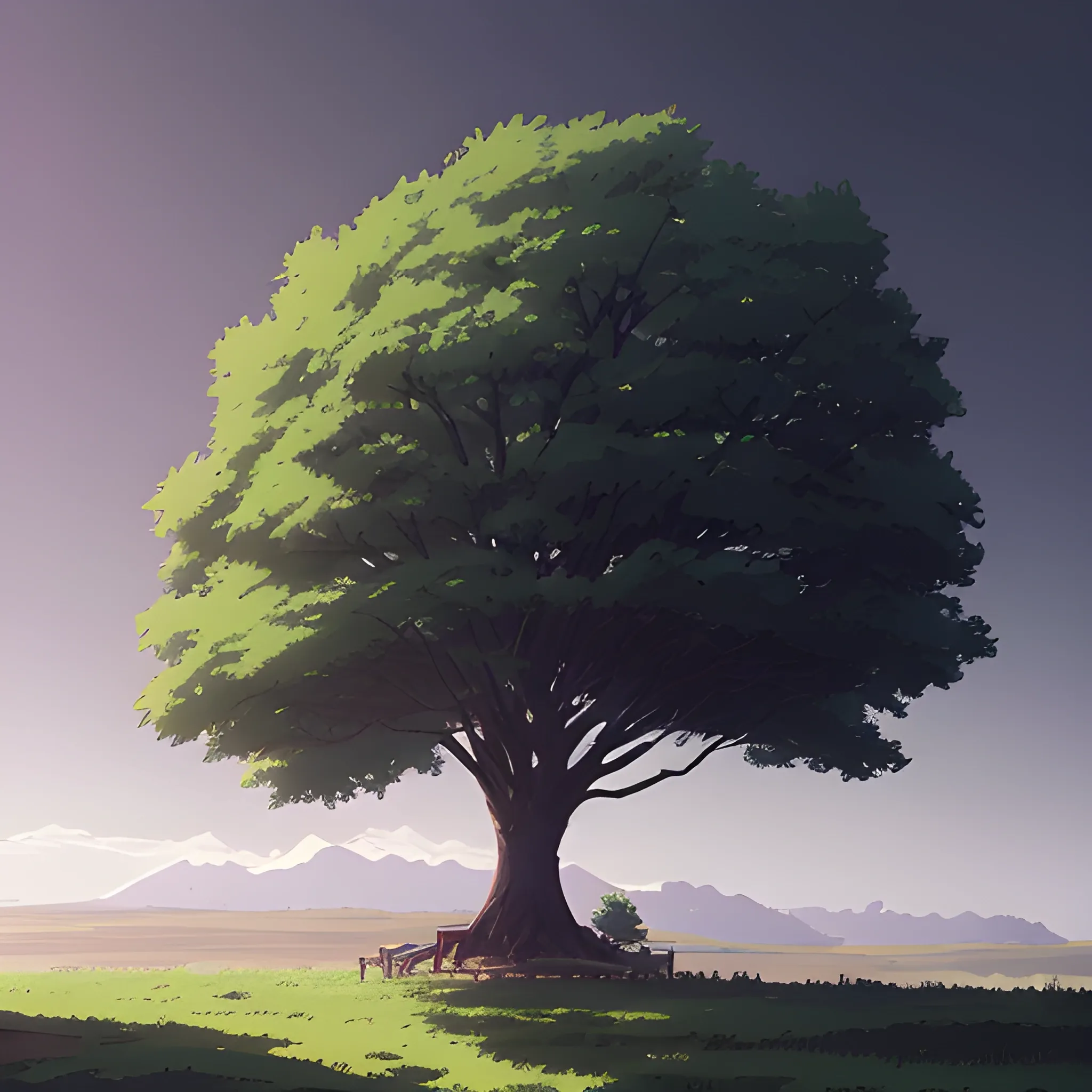 a tree in the style of makoto shinkai and greg rutkowski and albert bierstadt and james gurney