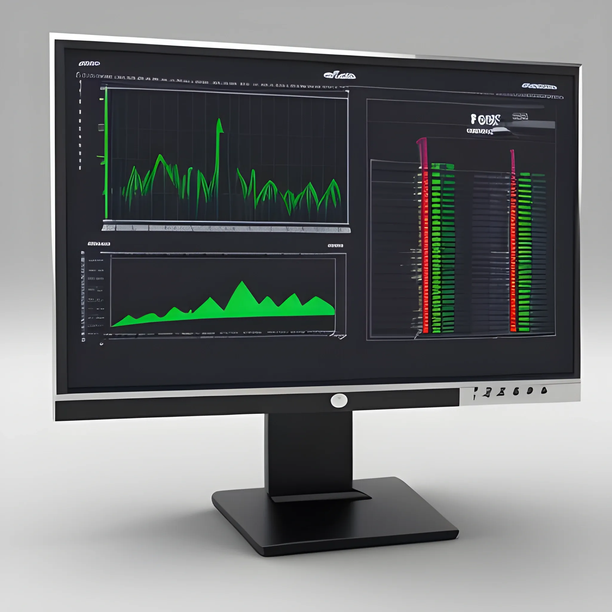 3D animation-style monitor with investments 
