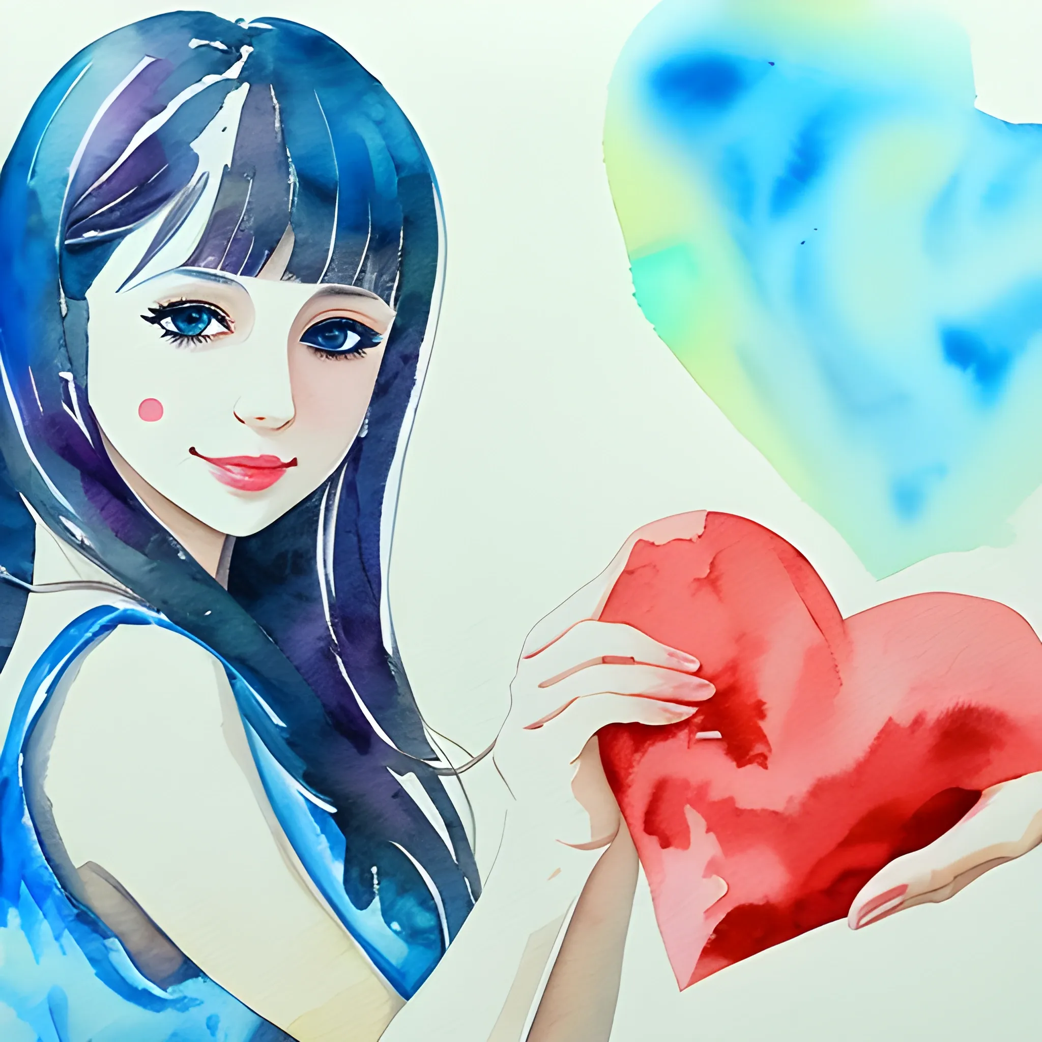 Create an attractive picture for me on the occasion of (Valentine), Water Color