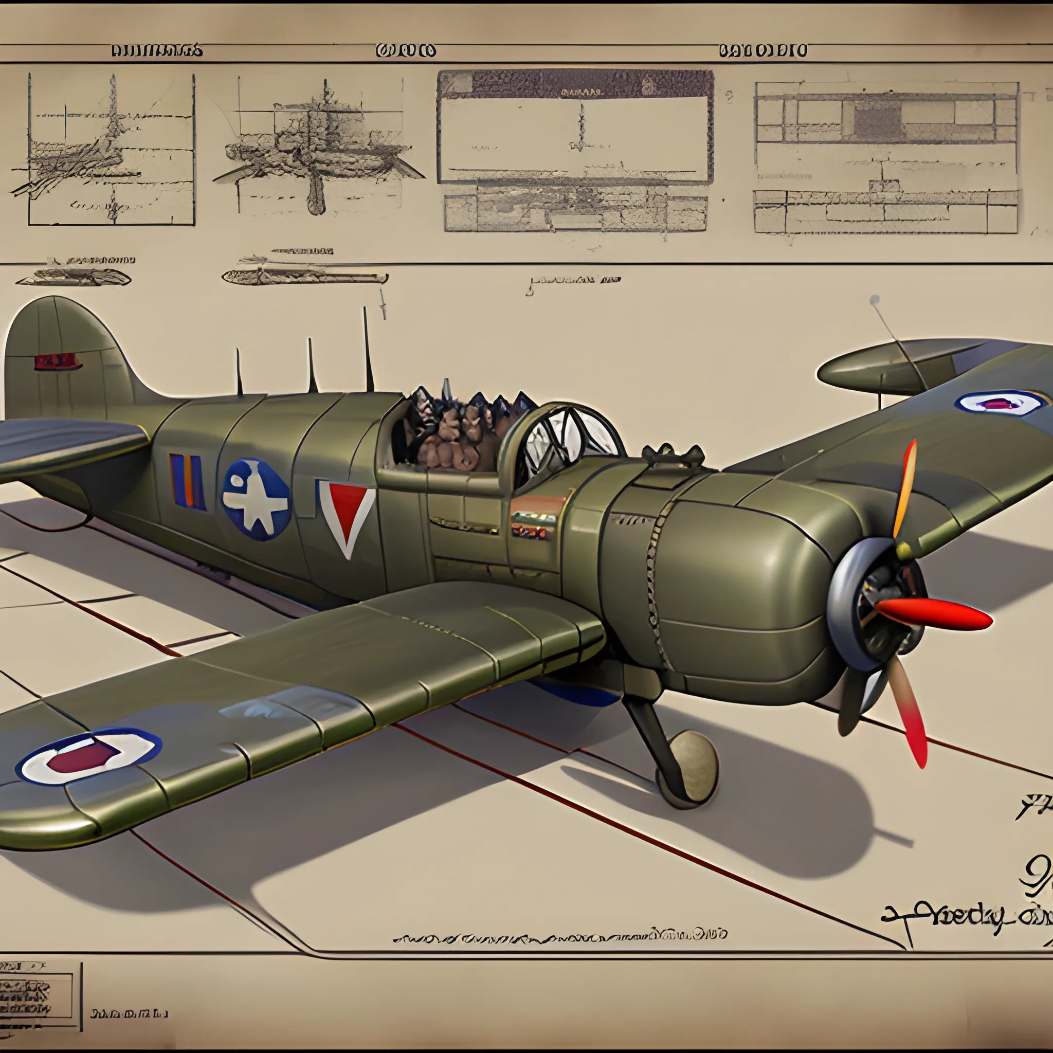 dieselpunk, best quality, biplane, world war 2 bomber, fantasy,, 8k, colored,  in hangar, repairing, Pencil Sketch