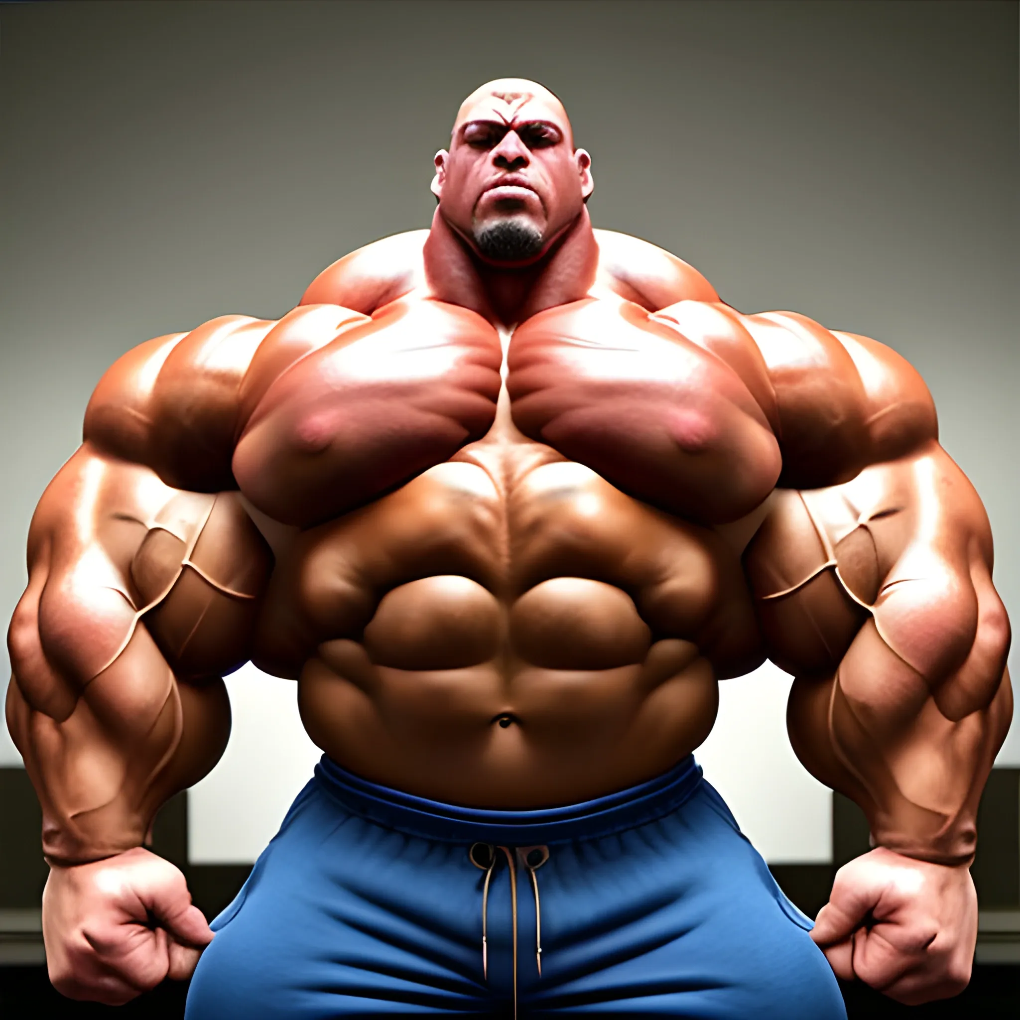 3-meters, beaatiful muscle morph, long humongous arms, 3000 lbs bodybuilder, gigantic 300 inches biceps, huge biceps, extremely huge muscular arms, 300 inches enormous triceps, enormous forearms, gigantic traps, 300 inches chest, 
, Trippy, 3D