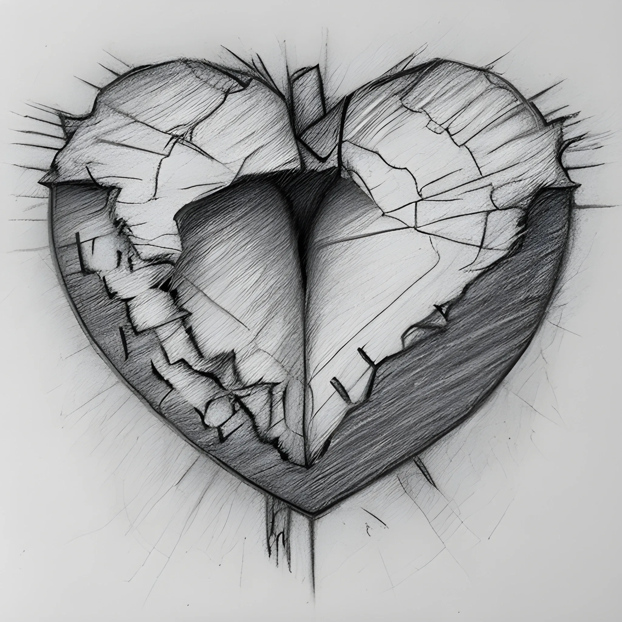 Torn Up Heart, Pencil Sketch - Arthub.ai