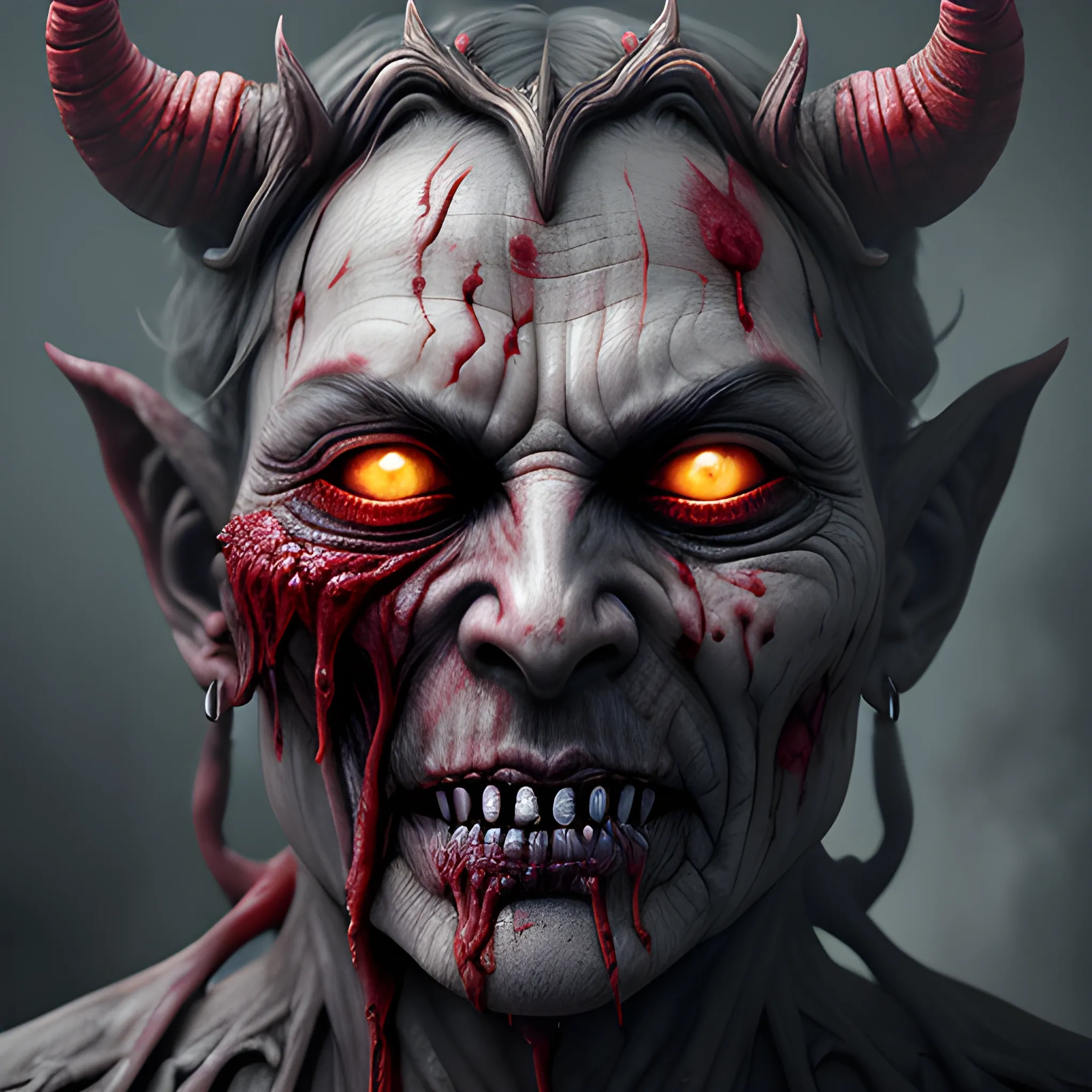 dying demon, very wounded demon, a lot of blood on demon, old demon, ill demon, devil, insane detailed face, 8k, high resolution, high quality, photorealistic, hyperrealistic, detailed, detailed matte painting, deep color, fantastical, intricate detail, splash screen, complementary colors, fantasy concept art, 8k resolution trending on Artstation Unreal Engine