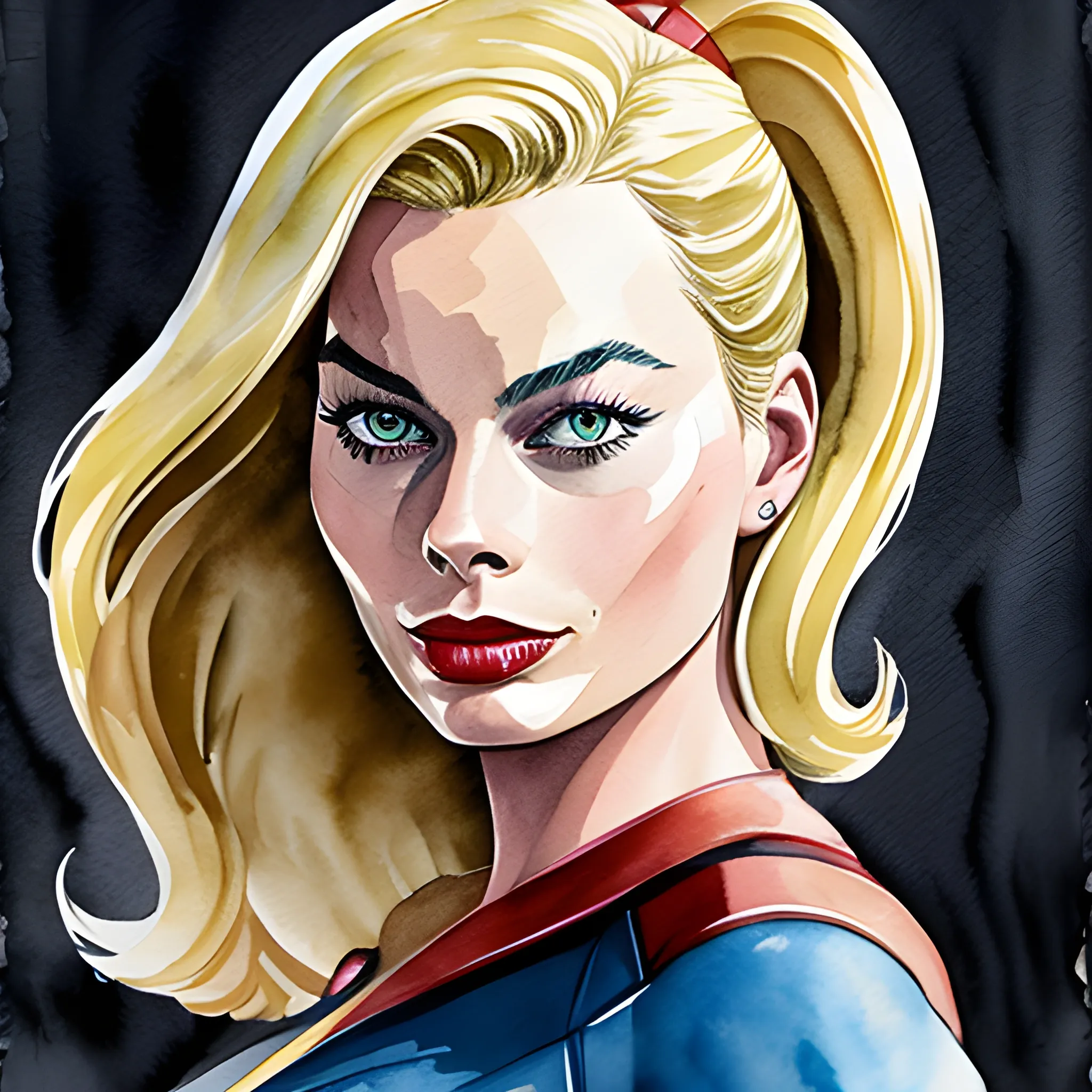 Margot Robbie as Capitana Marvel characters, Watercolor