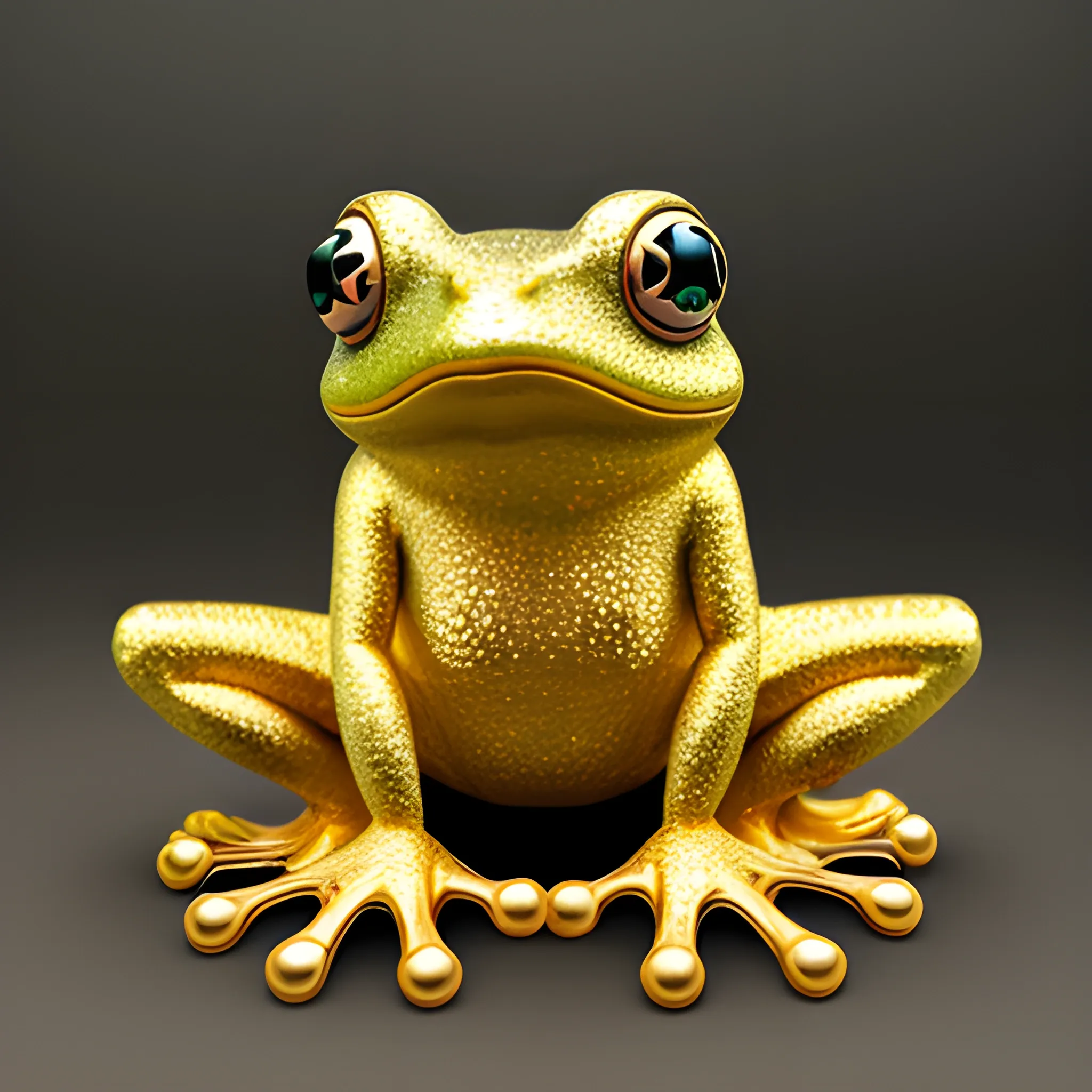 gold frog statue with crystal eyes
