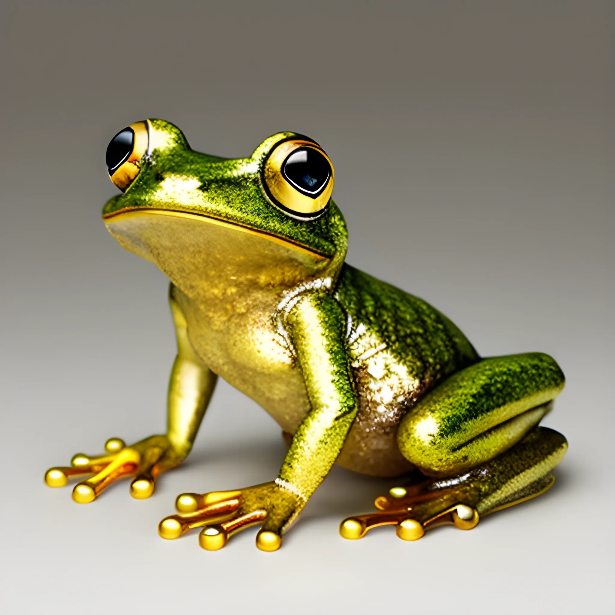frog statue, crystal eyes, cute, golden, ancient

