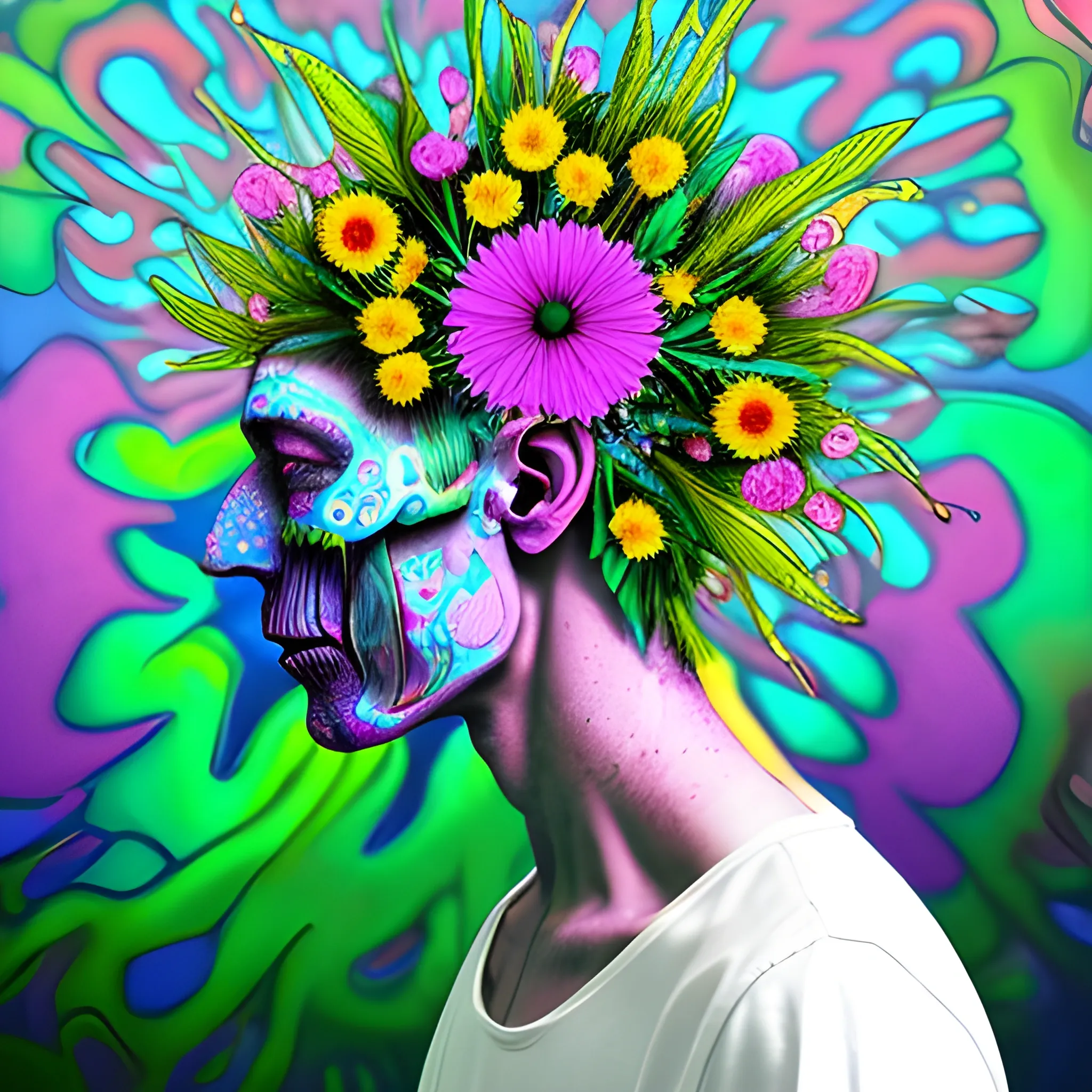 cabeza humana
 con flores


Trippy