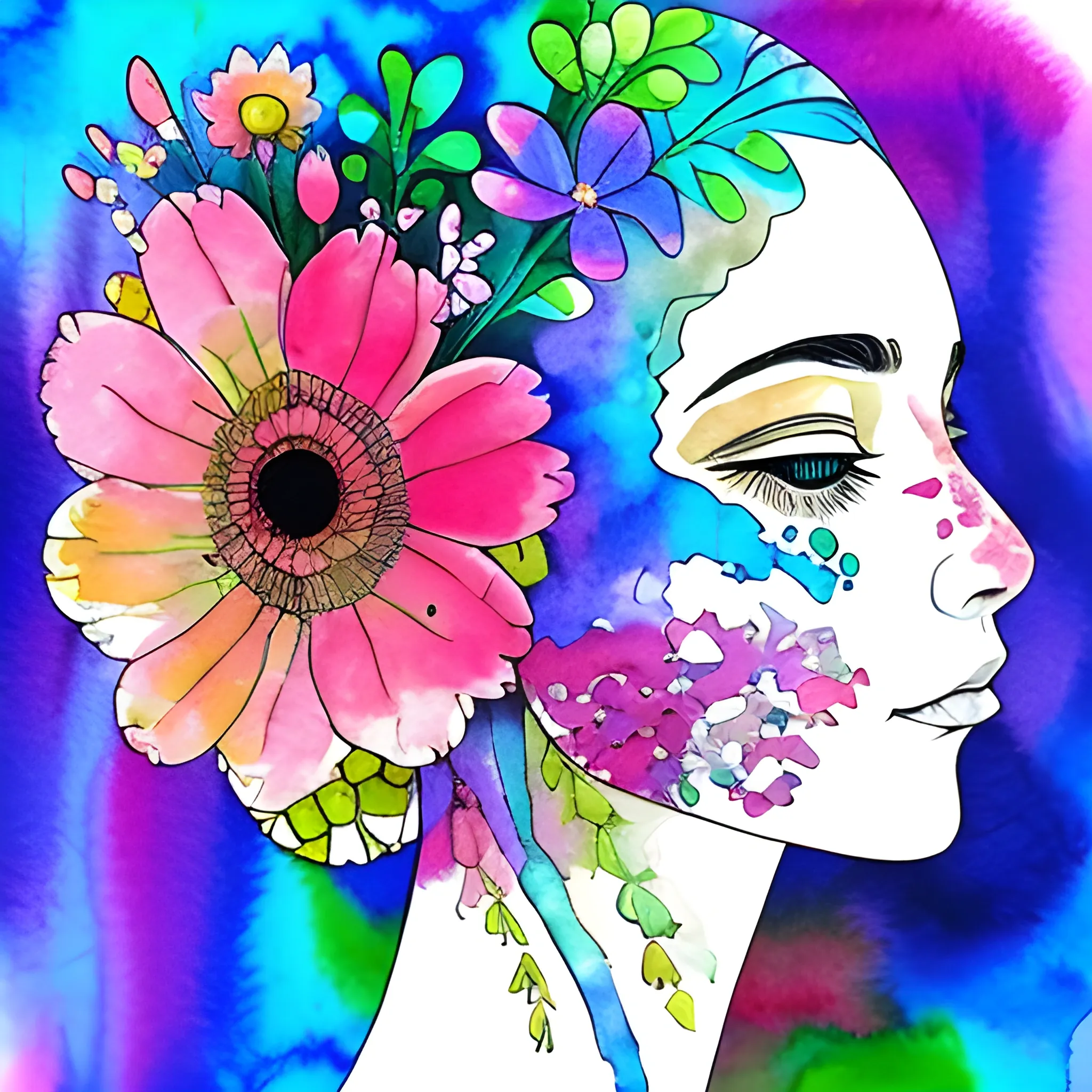 cabeza huesos
 con flores


Trippy, Water Color