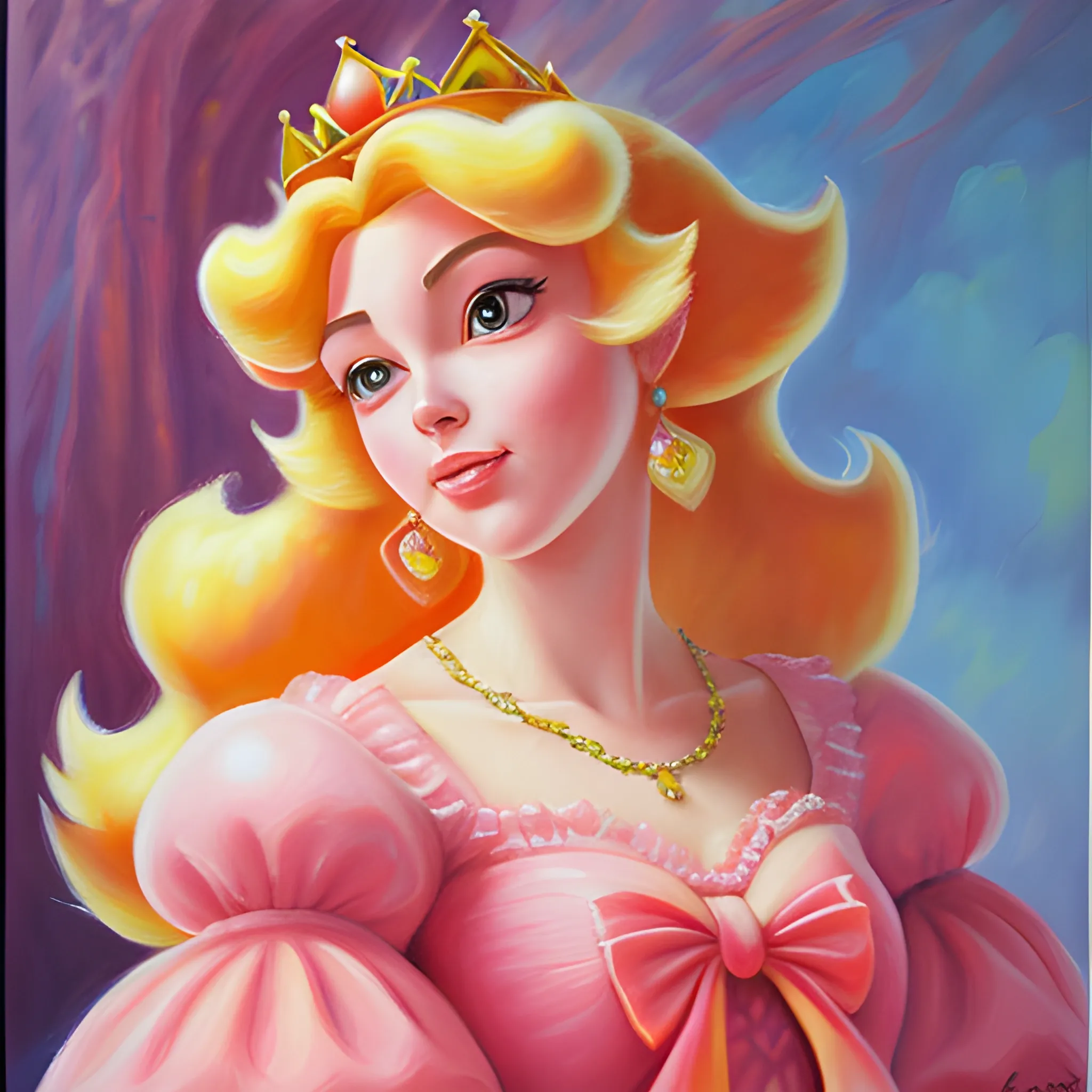 Princess Peach, Oil Painting