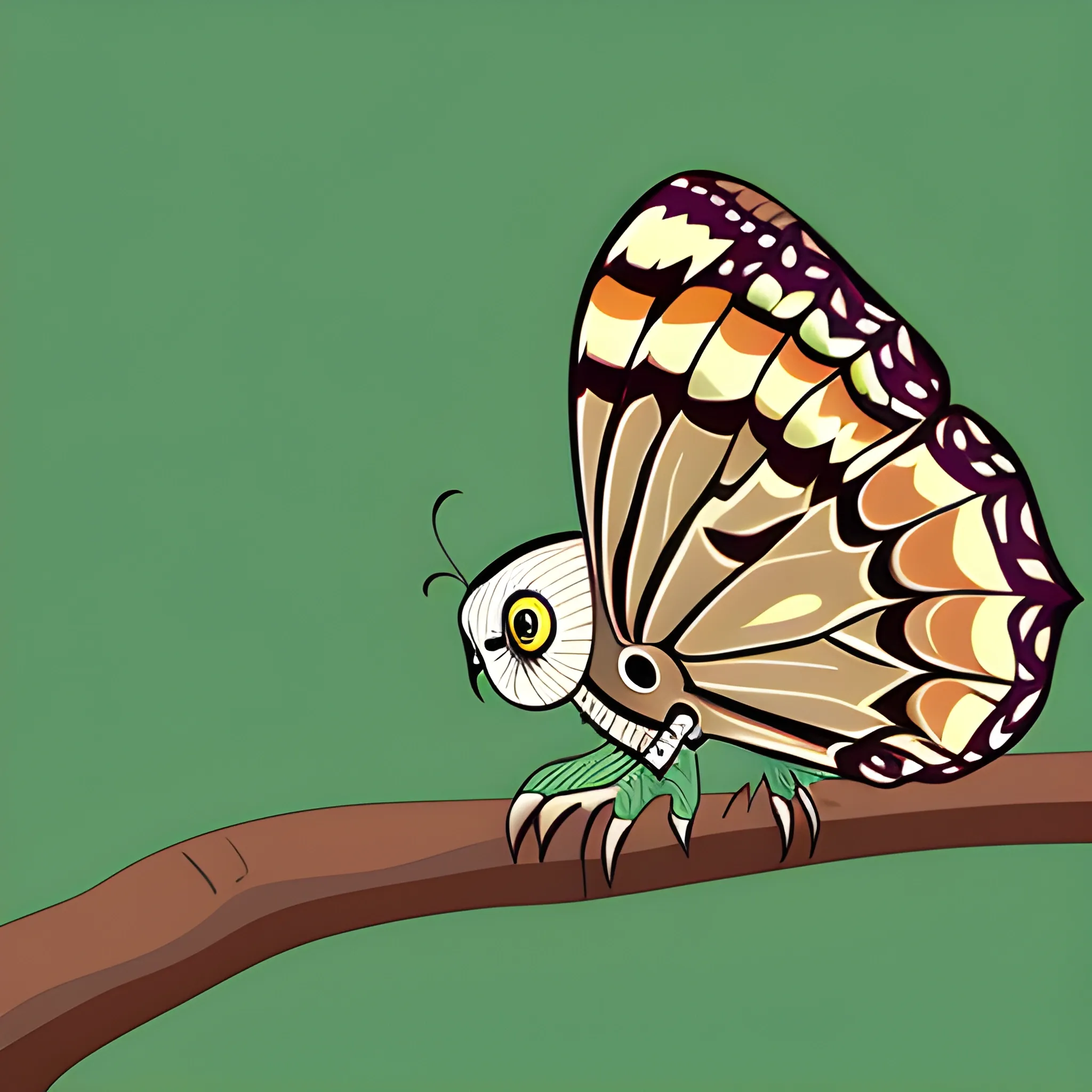 owl butterfly, Cartoon