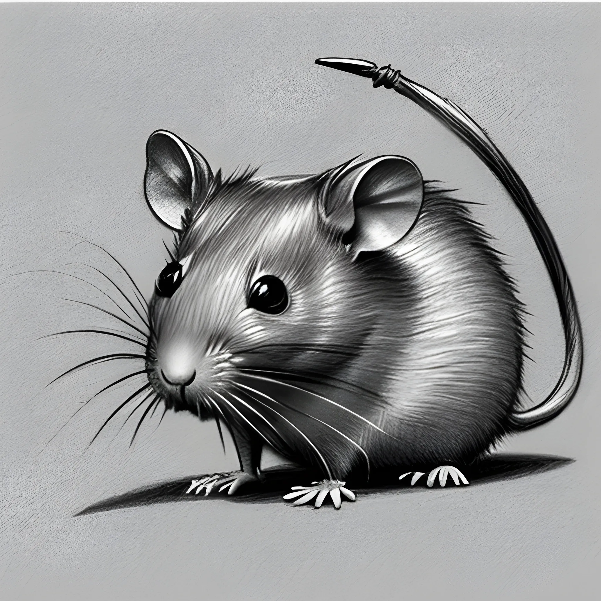 Mouse Sketch Or Hand Drawn Rat. Lab Rodent Sniffing Or Laboratory Animal  Standing. Wild Mice Pest Icon. Realistic Rats With Tail And Pawn, Fur.  Nature And Wildlife, Biology Vector Illustration. Royalty Free