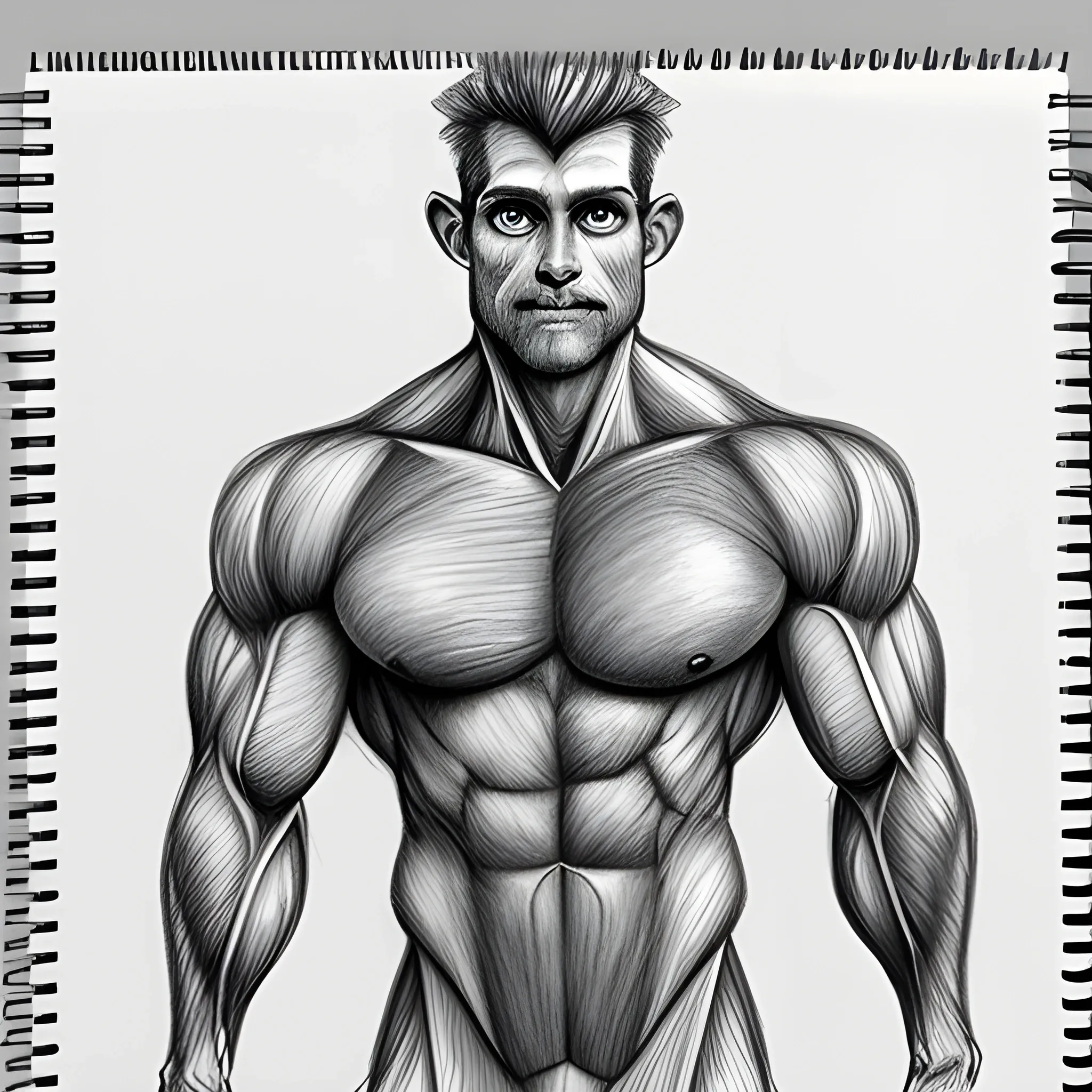 Pencil Sketch human rat muscle, Cartoon