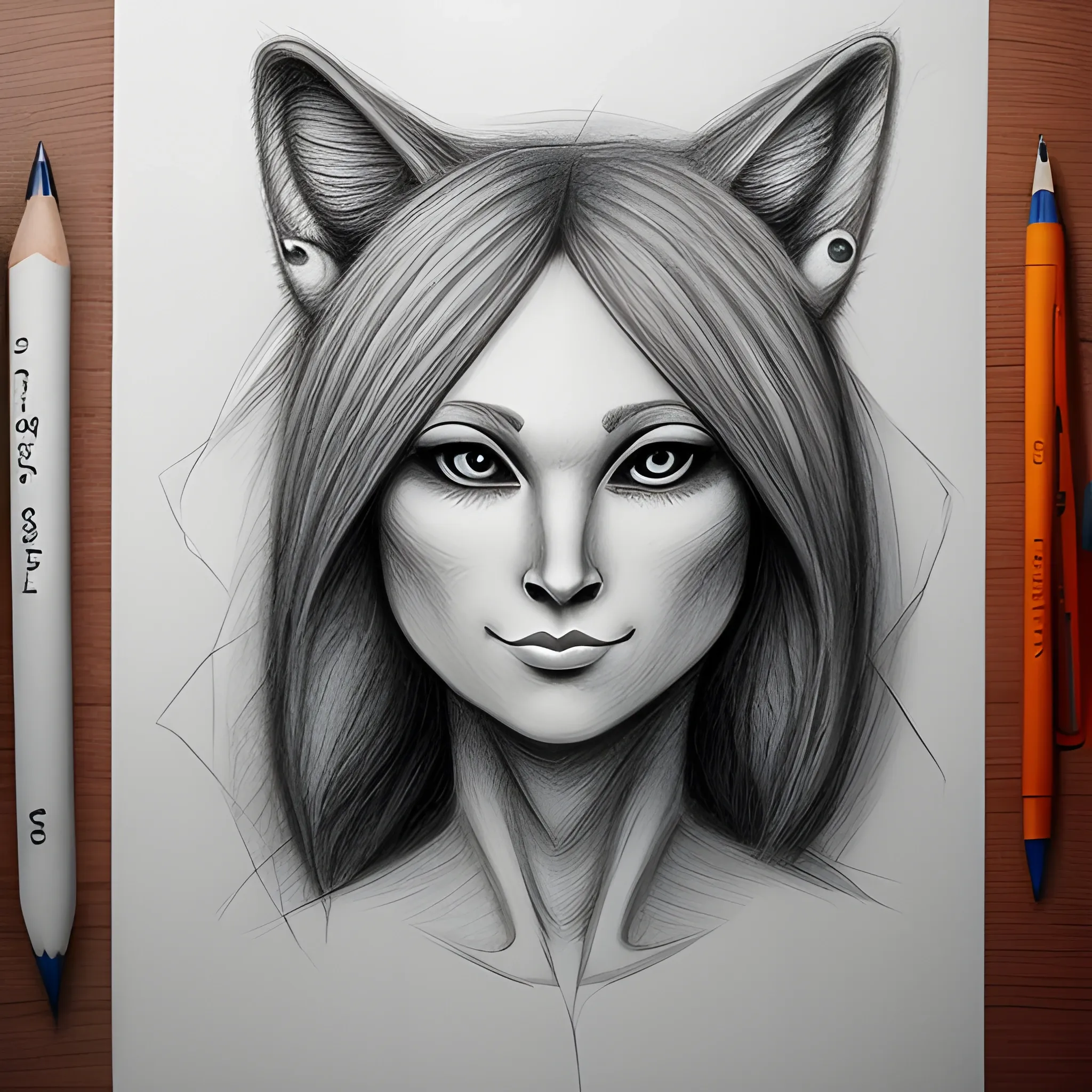 human animal female , furry ,muntant ,creature , Cartoon , , Pencil Sketch