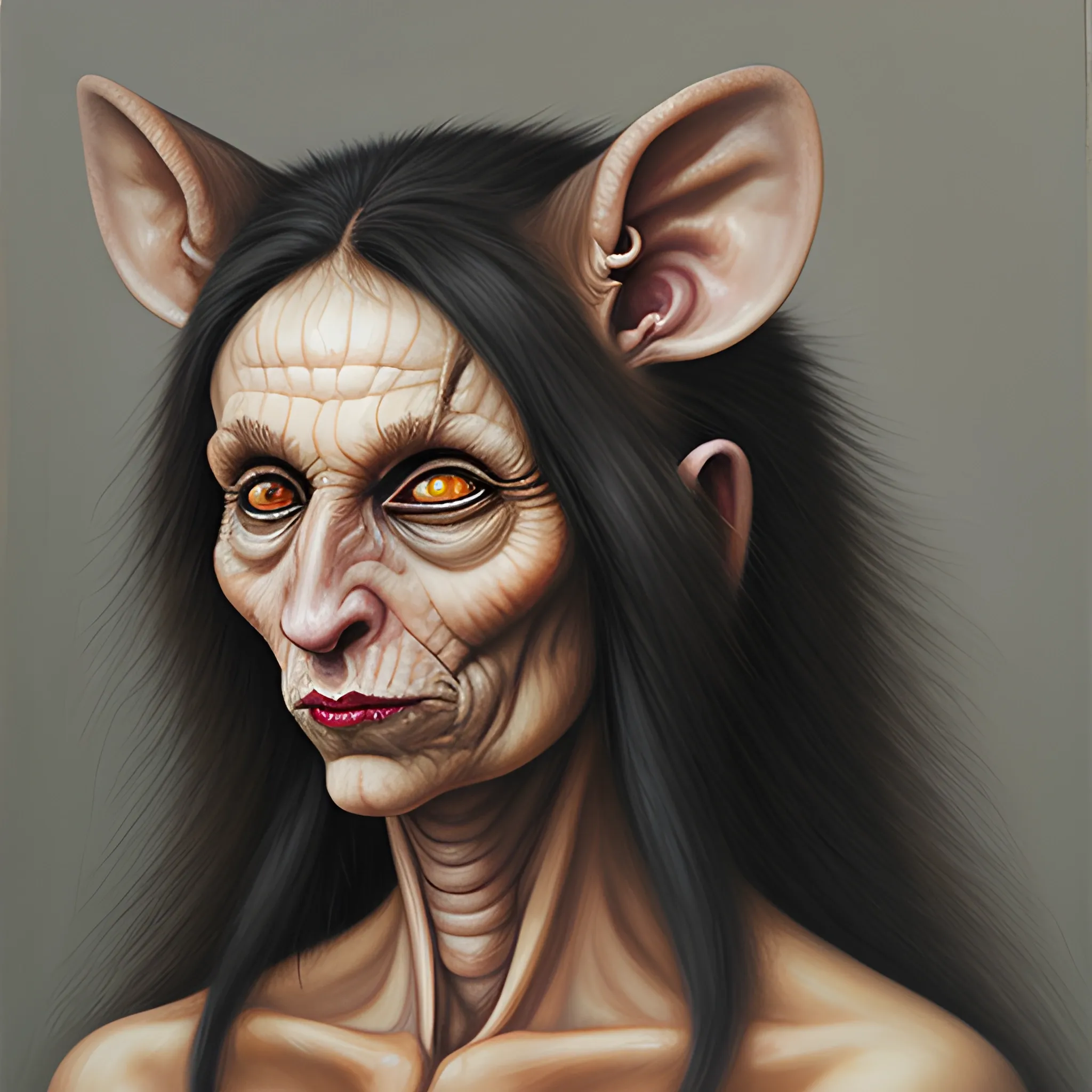 Rat woman , Oil Painting