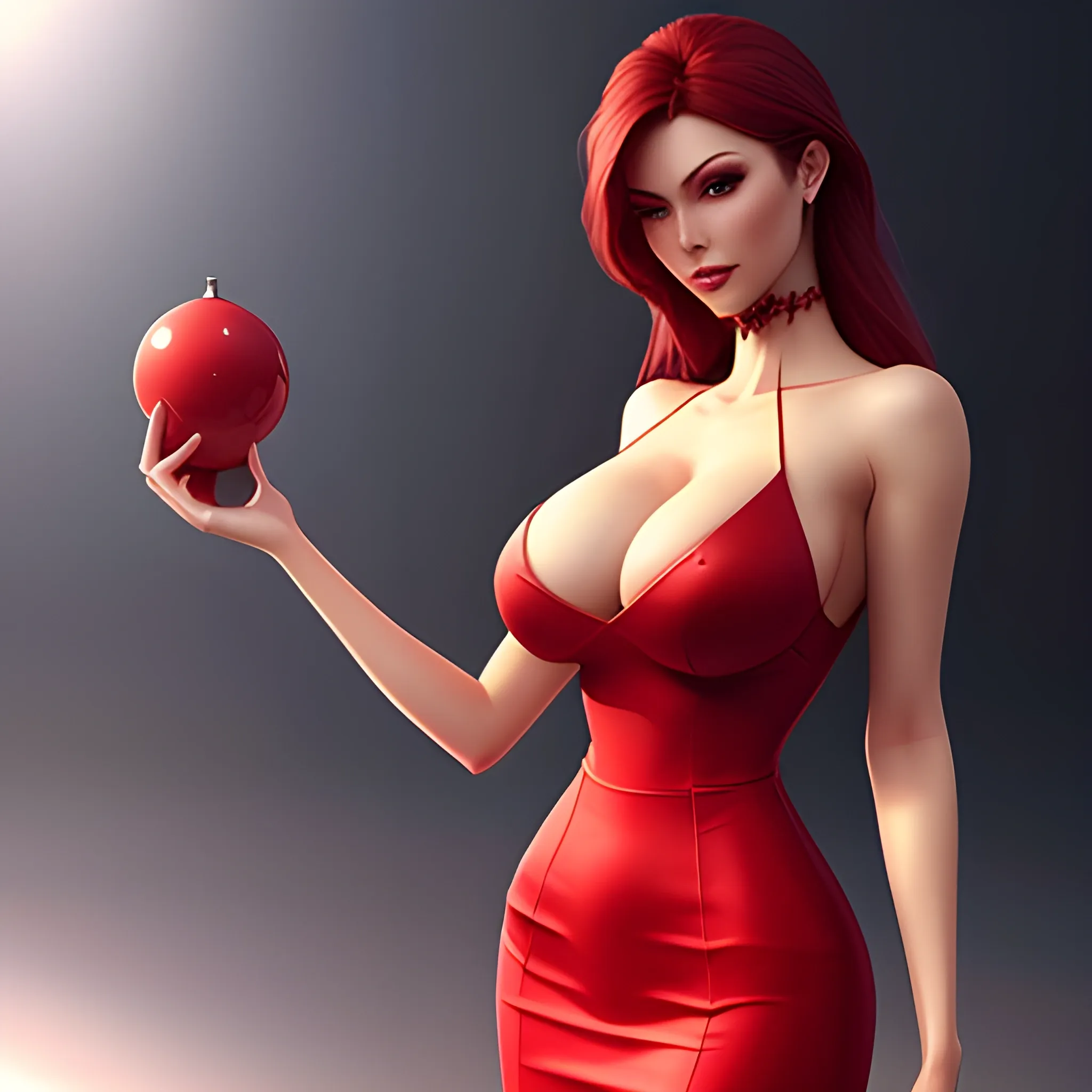 girl future red skinny dress beautiful fashion and charming and dreamlke, highly detailed, 3d, big tits, art by artgerm 