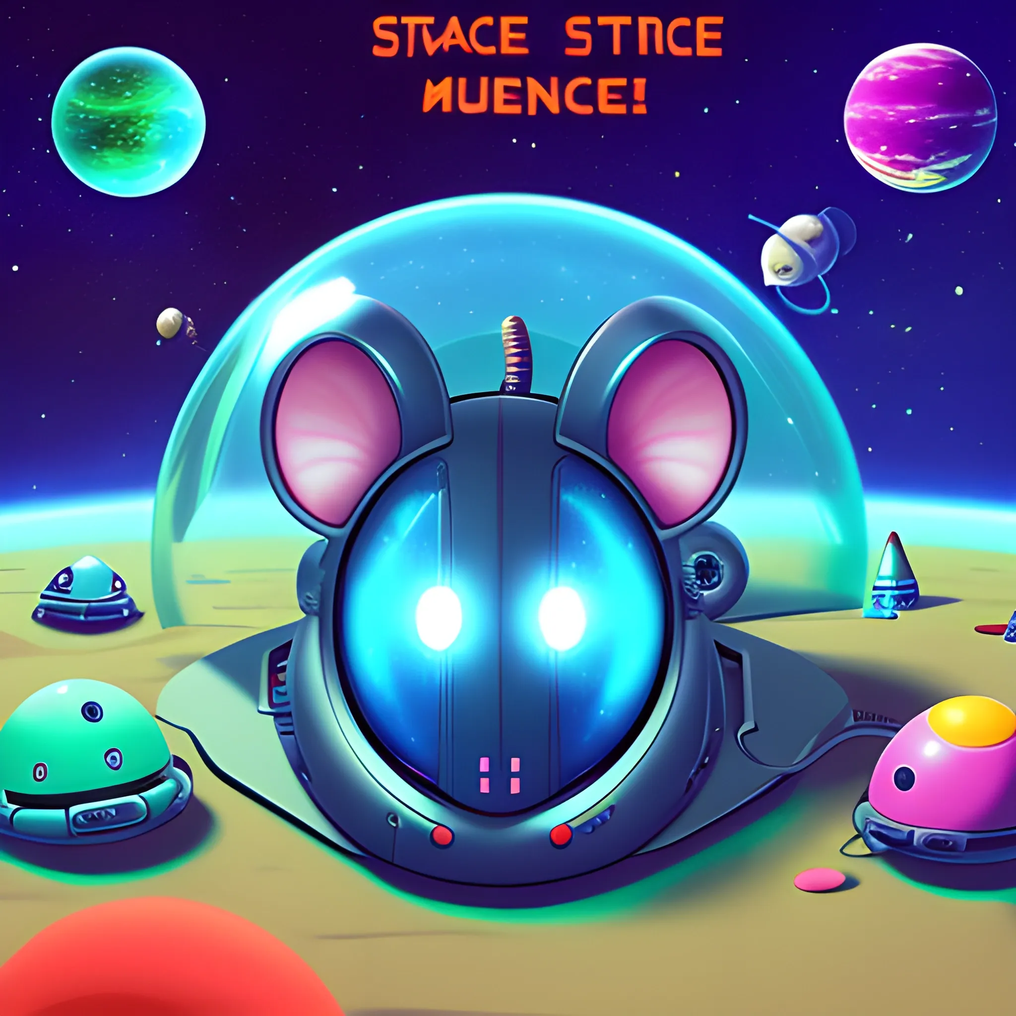 Mouse science fiction game, gamefi. outer space, Trippy