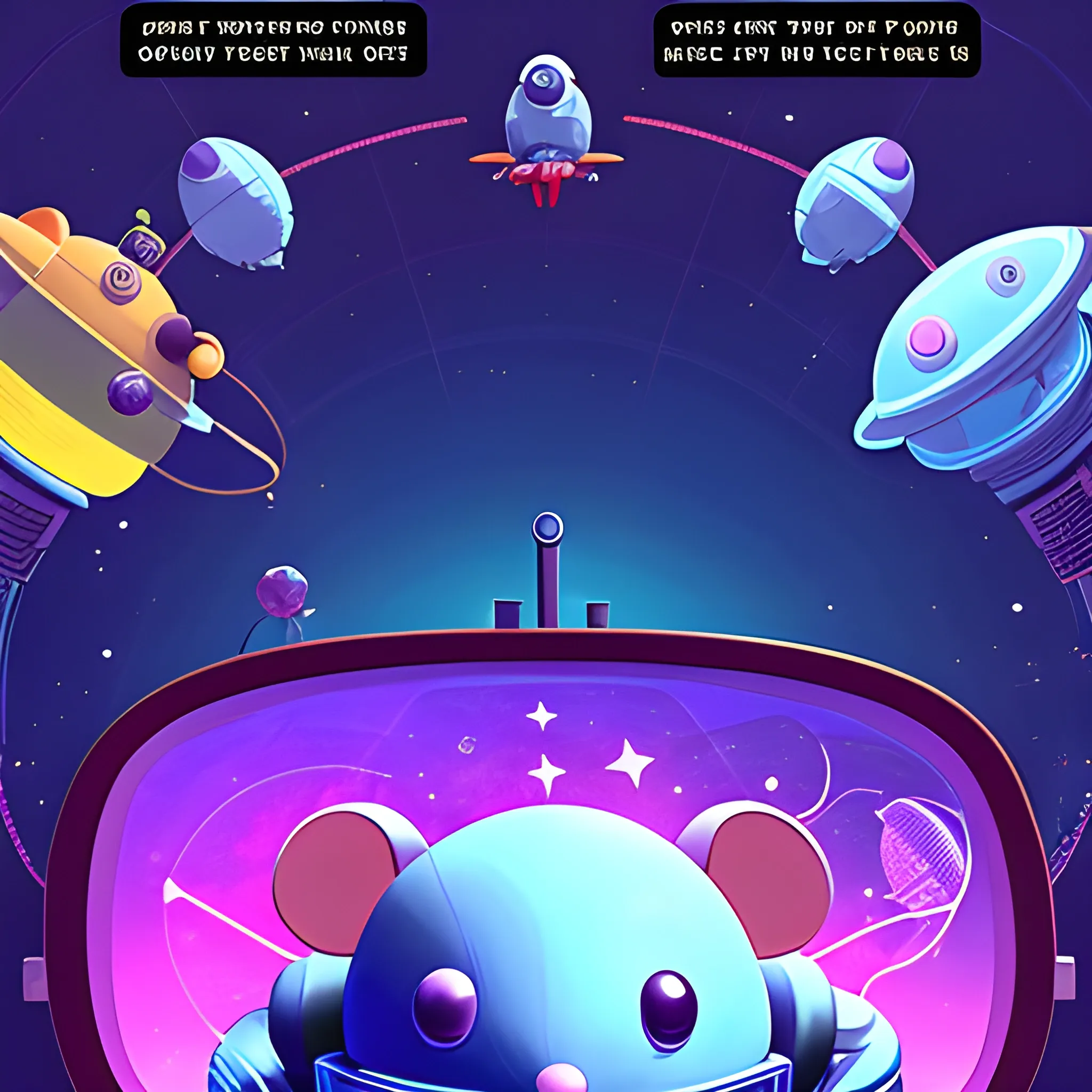 Mouse science fiction game, gamefi. outer space, Trippy