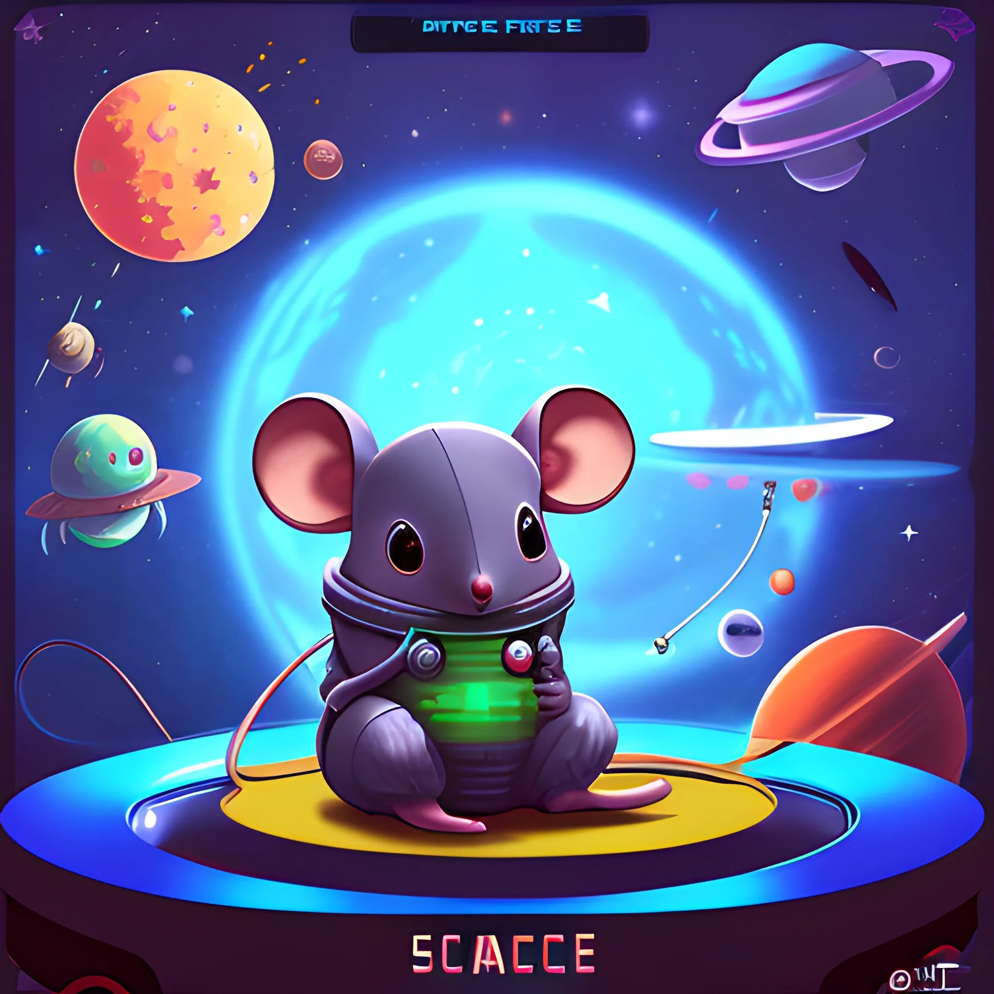 Mouse science fiction game, gamefi. outer space, Trippy