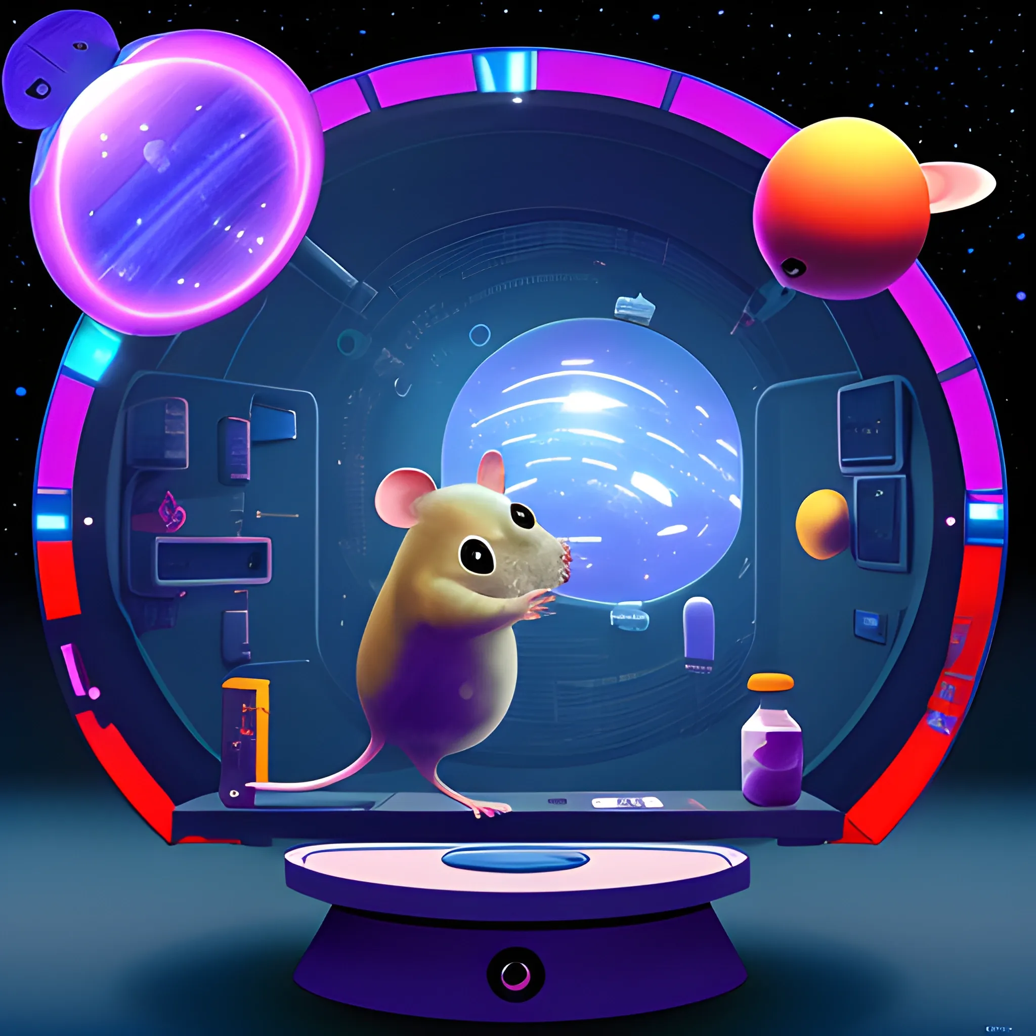 Mouse science fiction game, gamefi. outer space, Trippy