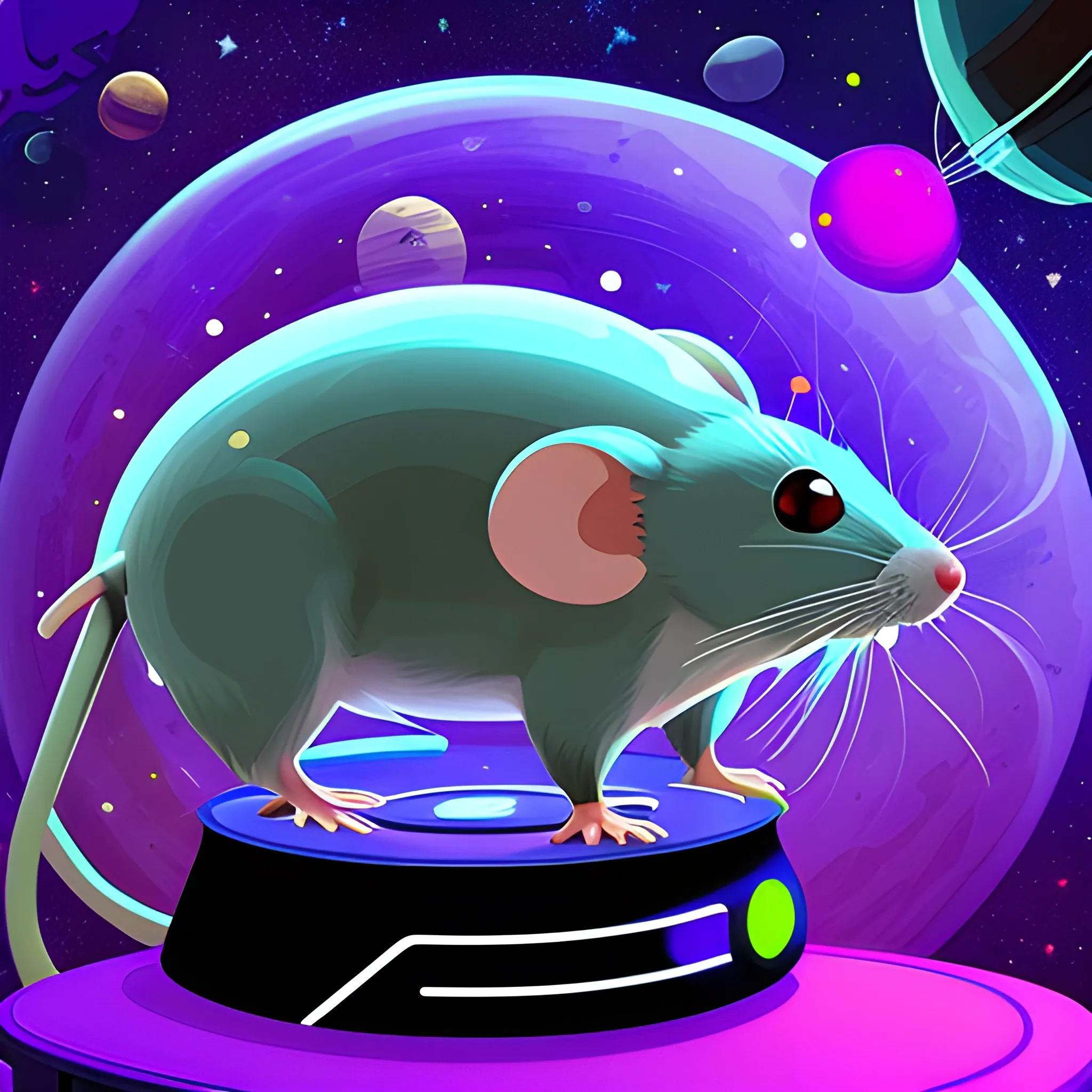 Mouse science fiction game, gamefi. outer space, Trippy